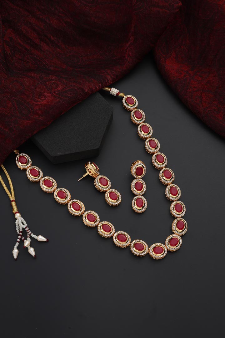 Red Kundan Necklace Set