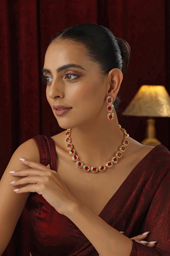 Red Kundan Necklace Set