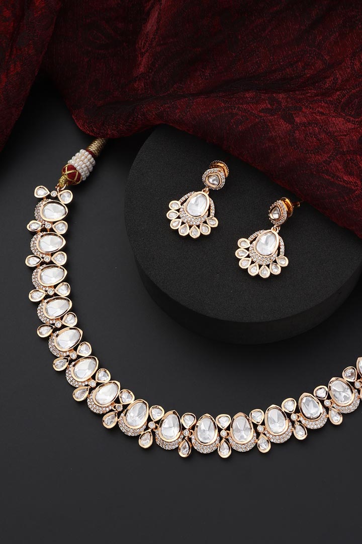 Rose Gold Polki Choker Necklace Set