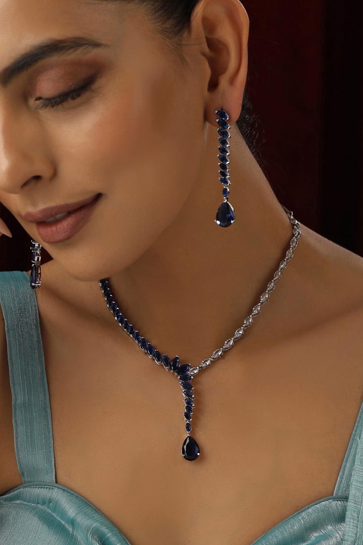 Blue Zirconia Necklace Set