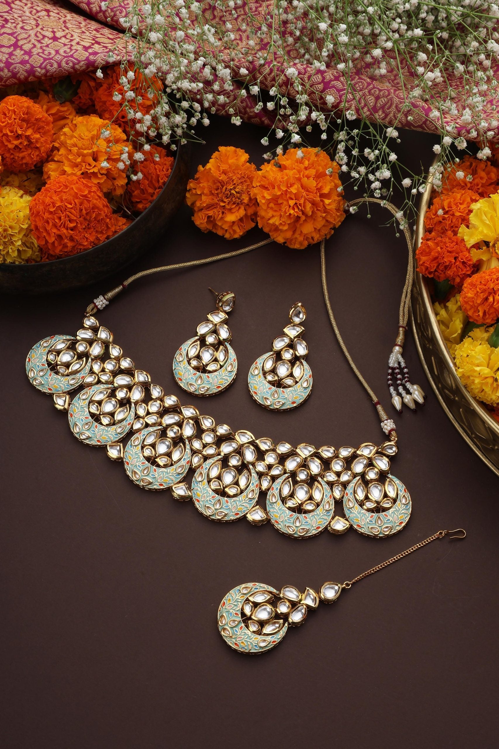 Mint Gold Tone Kundan Choker Set