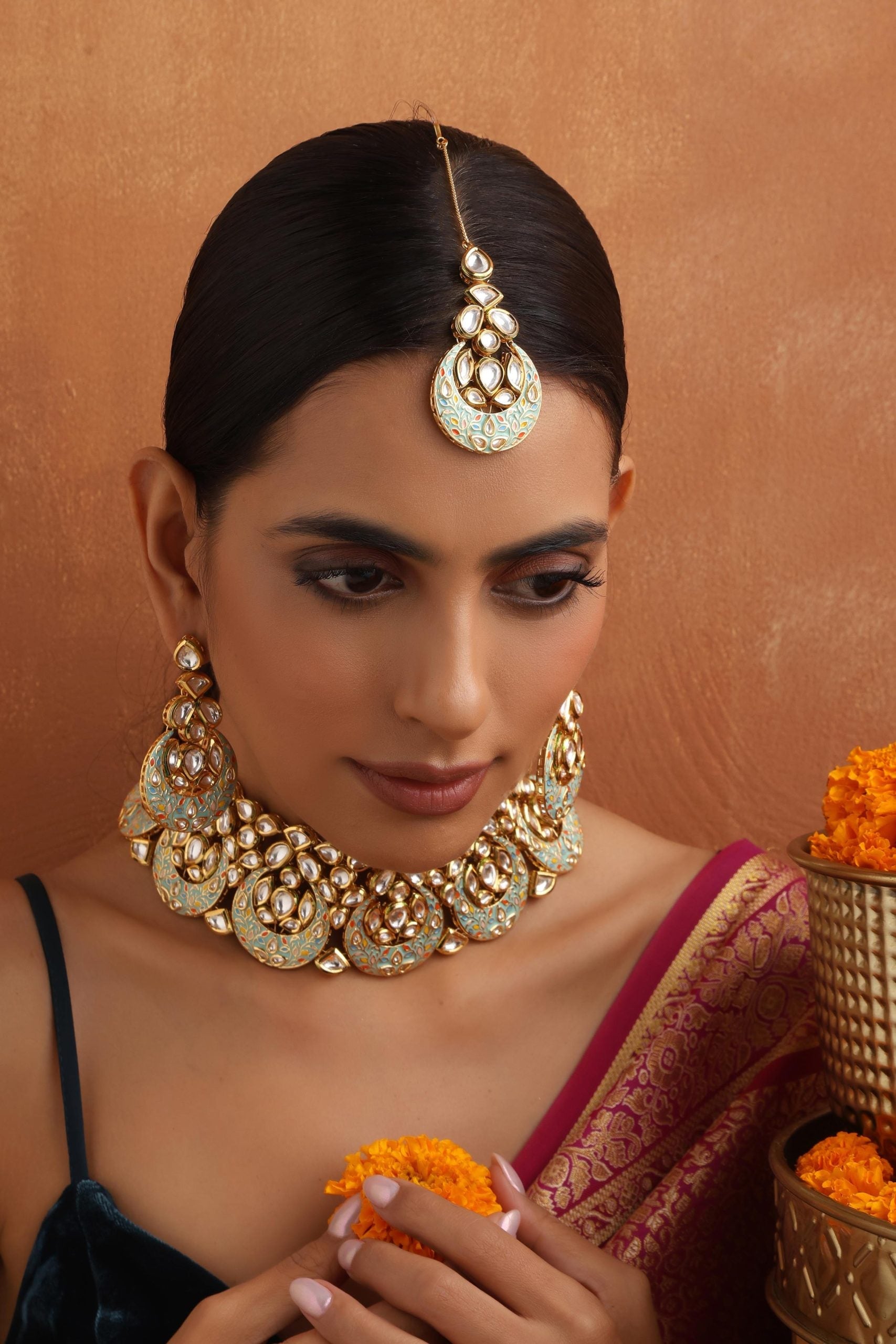 Mint Gold Tone Kundan Choker Set