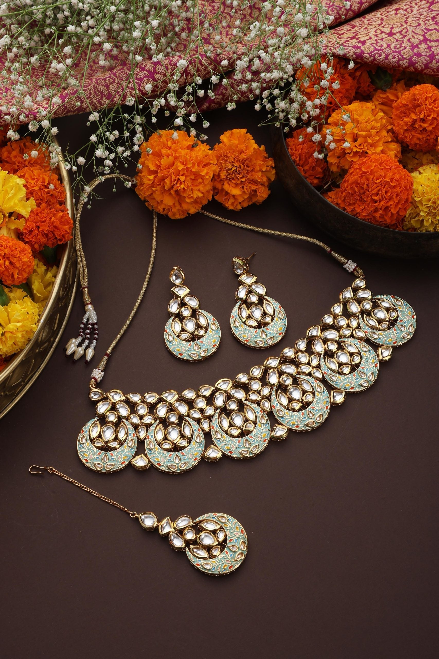 Mint Gold Tone Kundan Choker Set