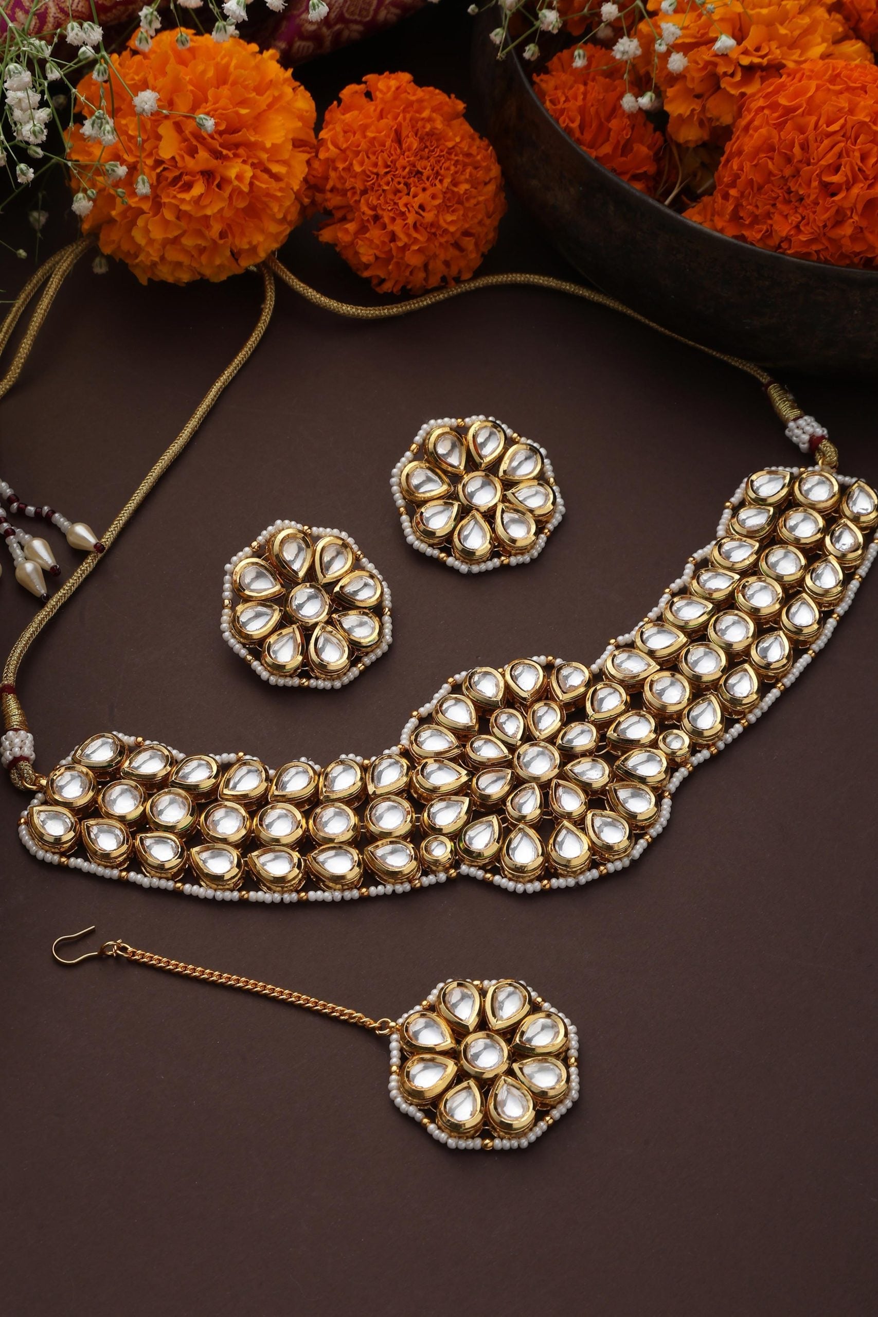 Gold Tone Kundan Choker Set