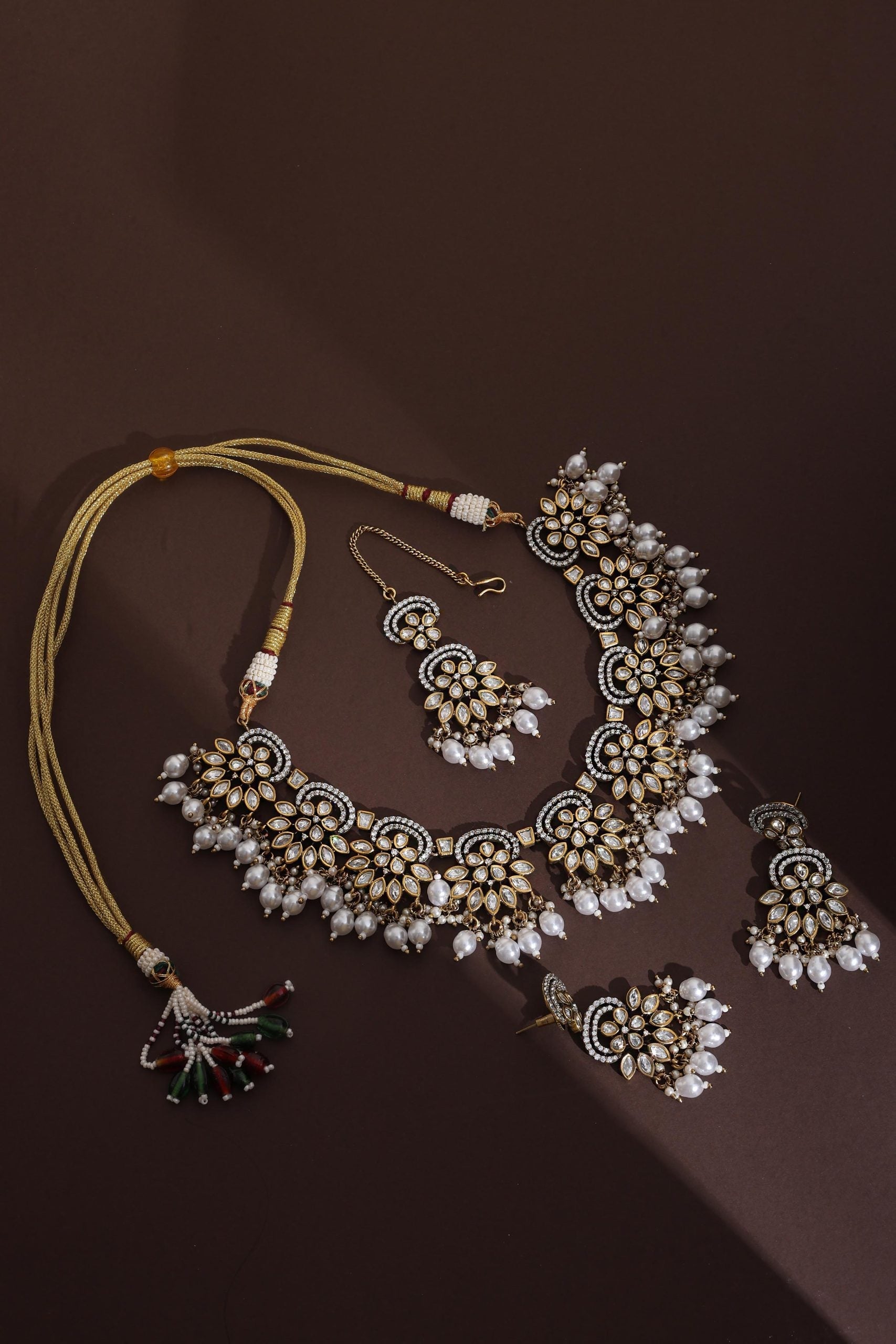 White Polki Necklace Set