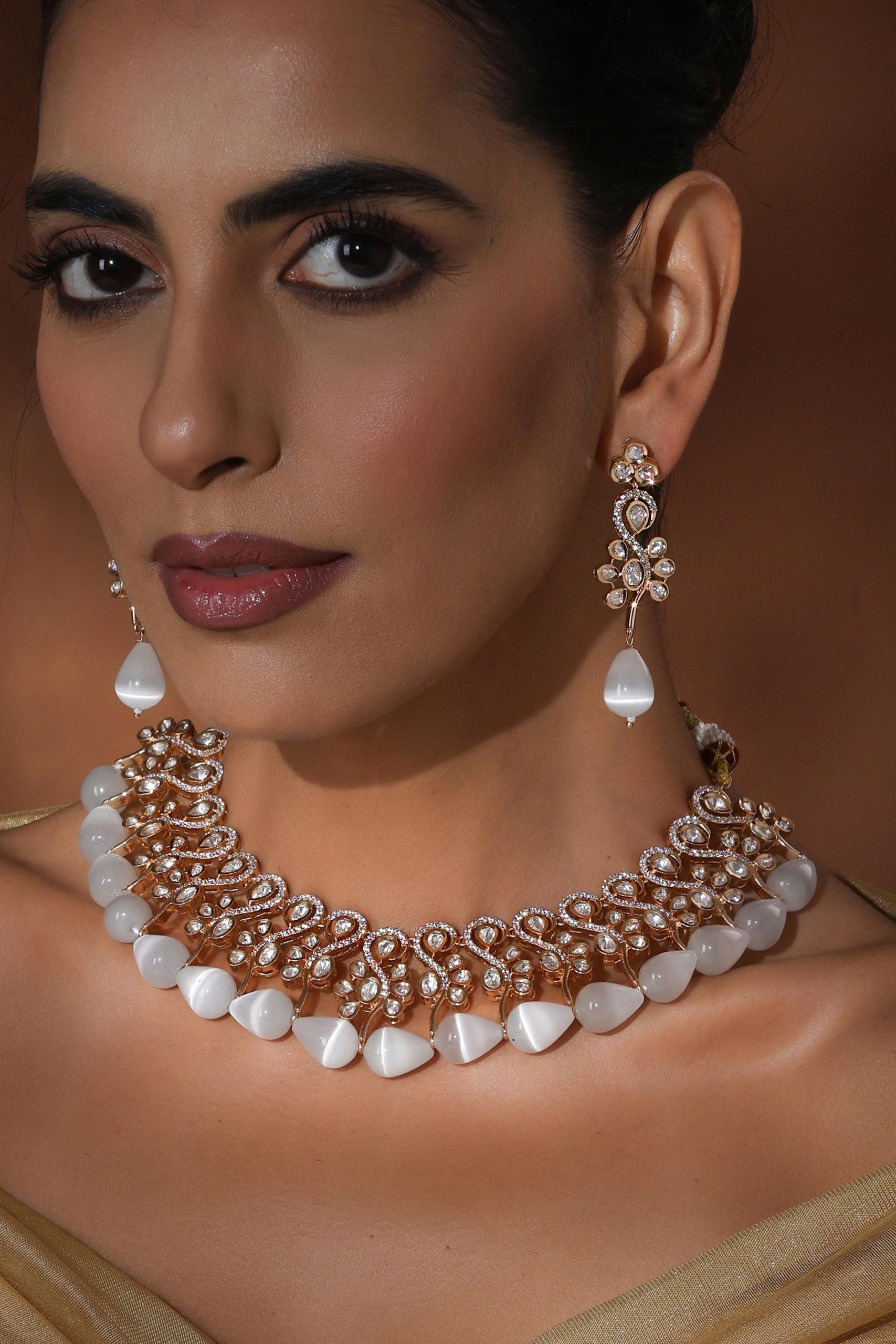 Rose Gold Polki Necklace Set