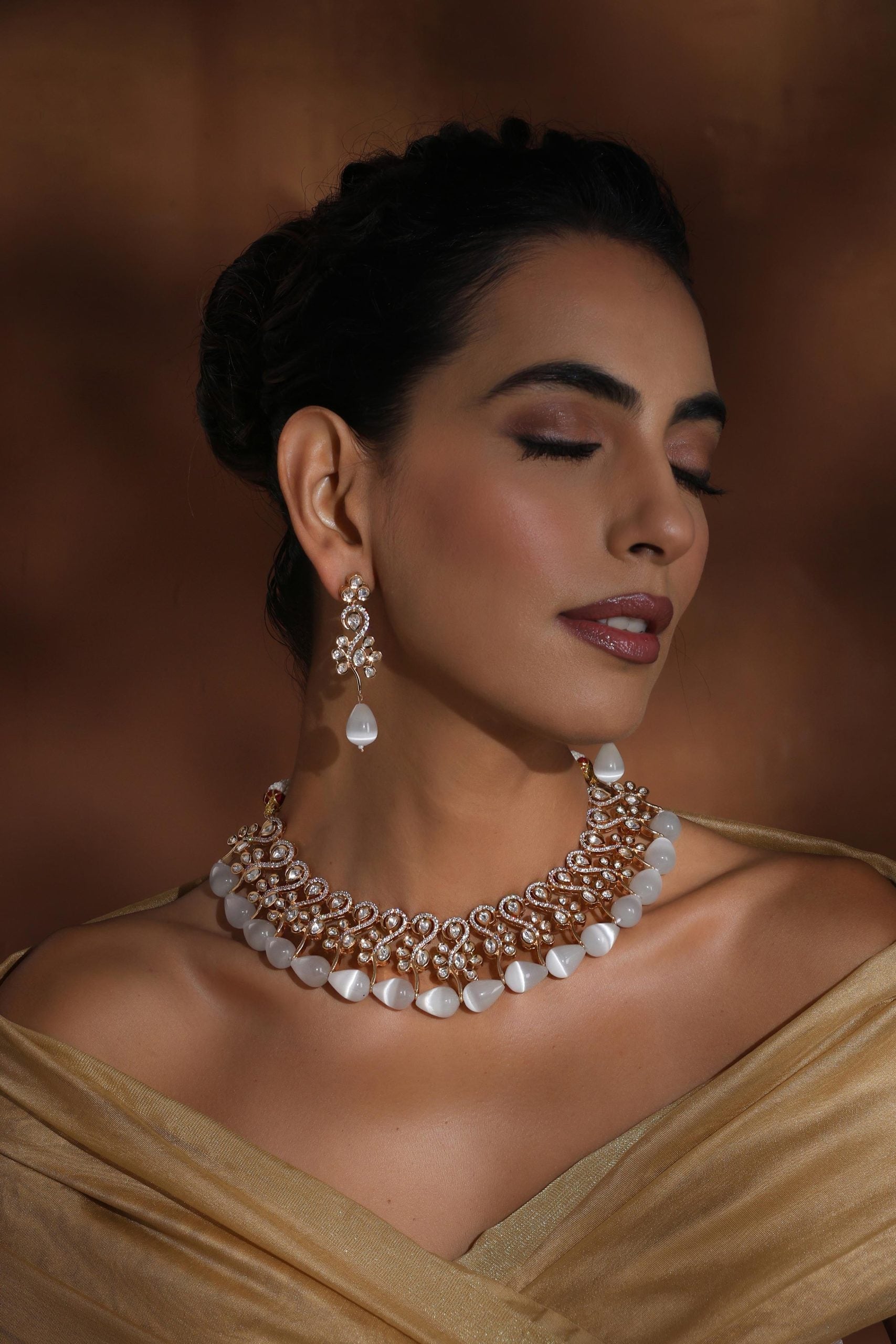 Rose Gold Polki Necklace Set