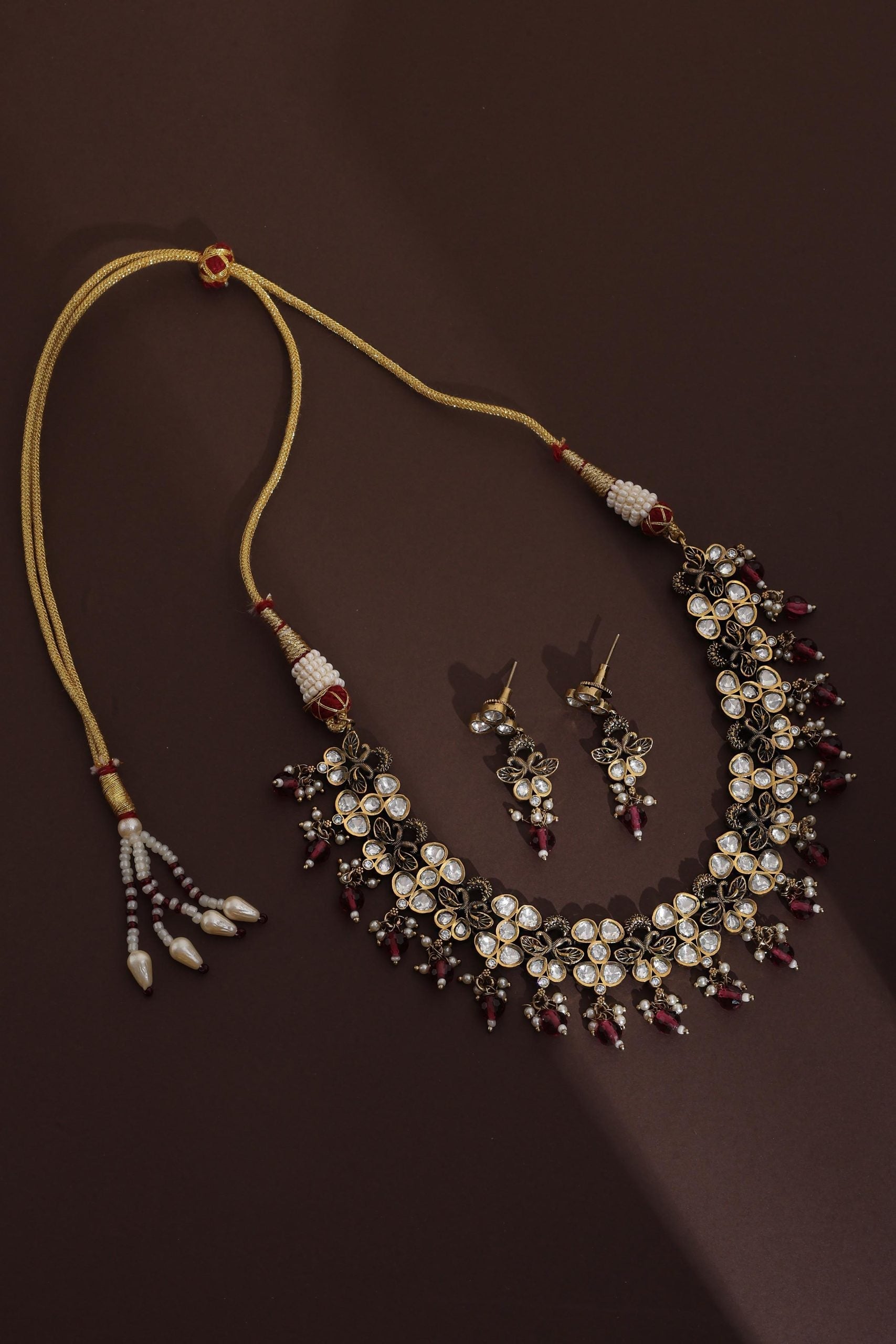 Red Polki Necklace Set