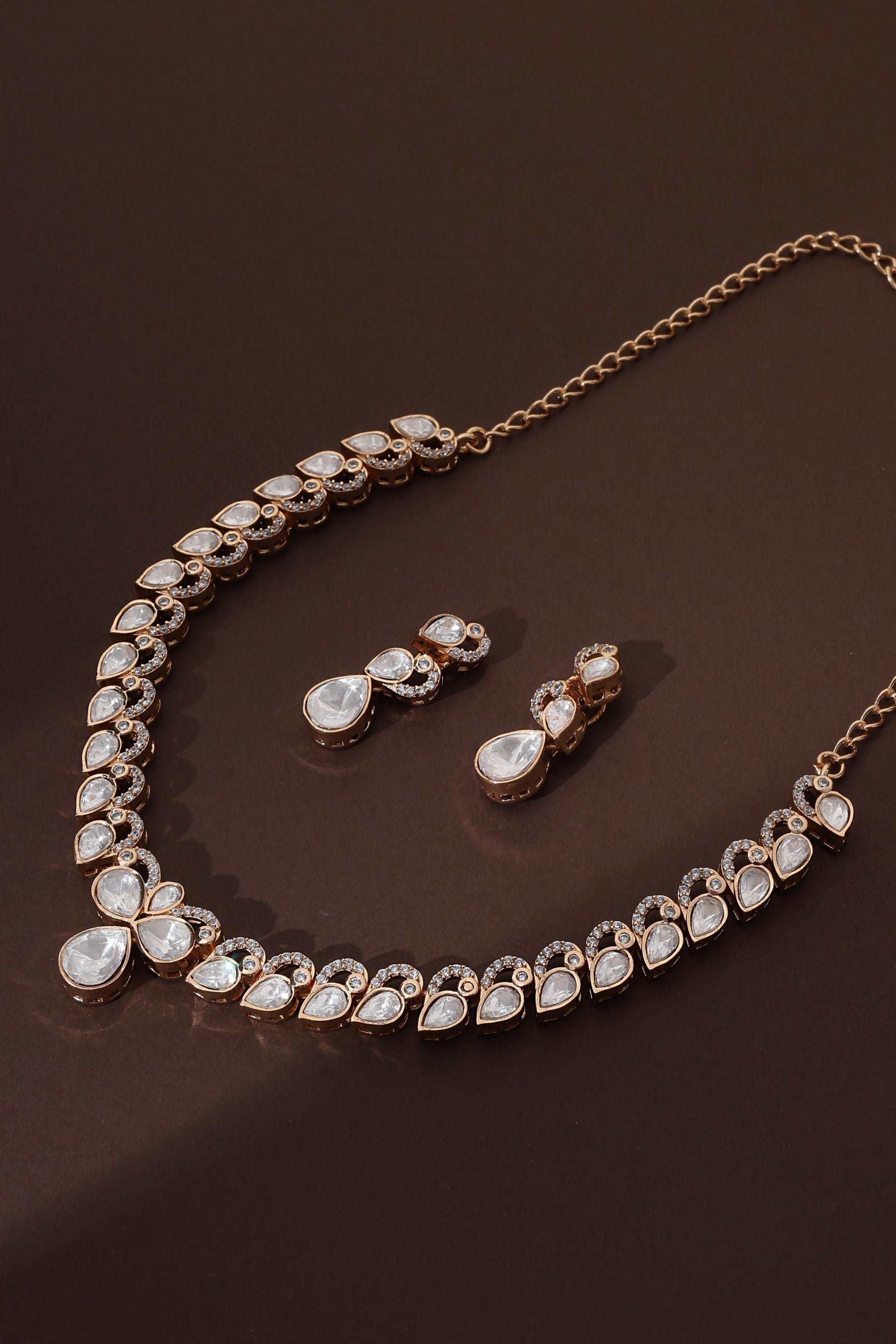 Rose Gold Polki Necklace Set