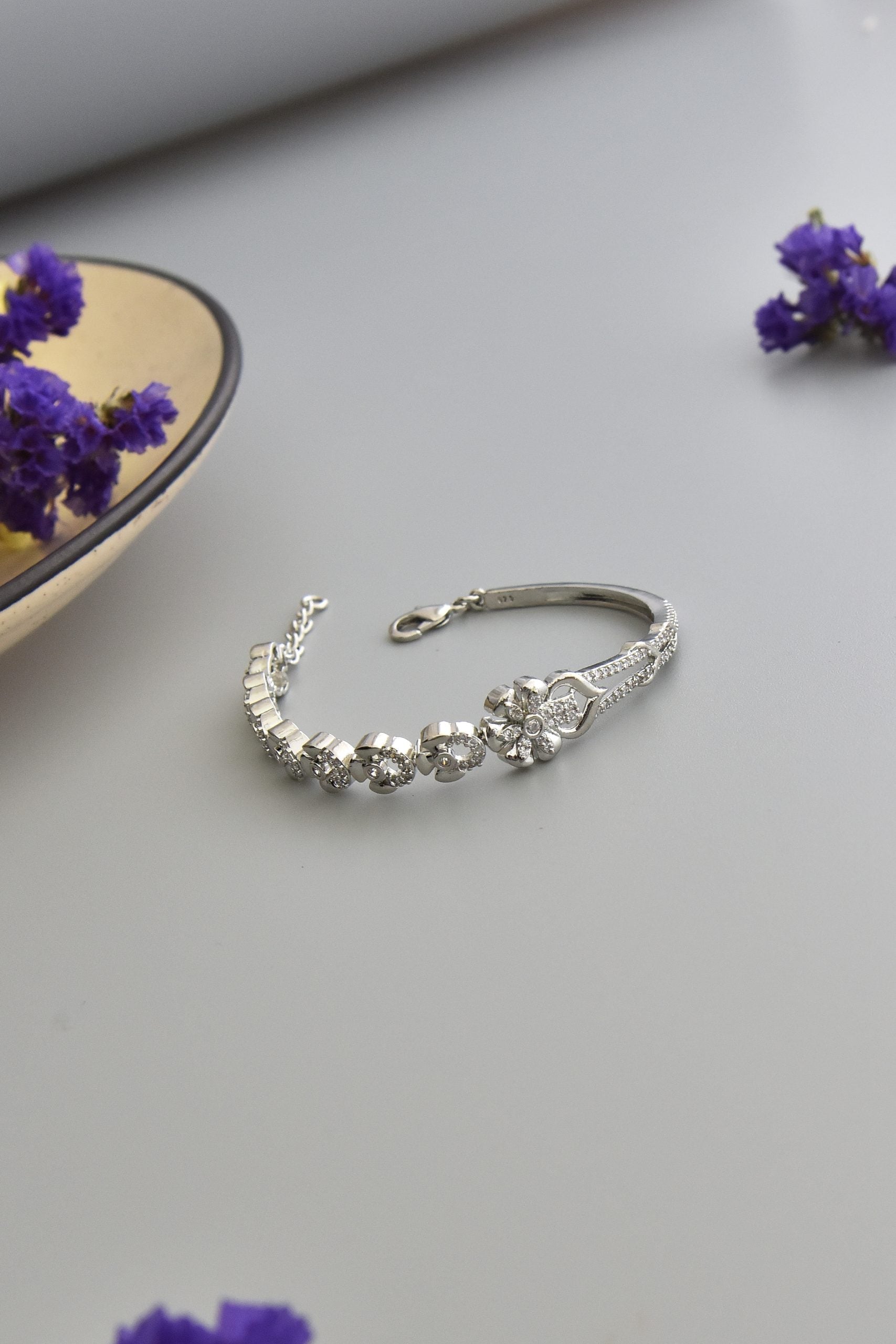 White Silver Tone Tennis Bracelet