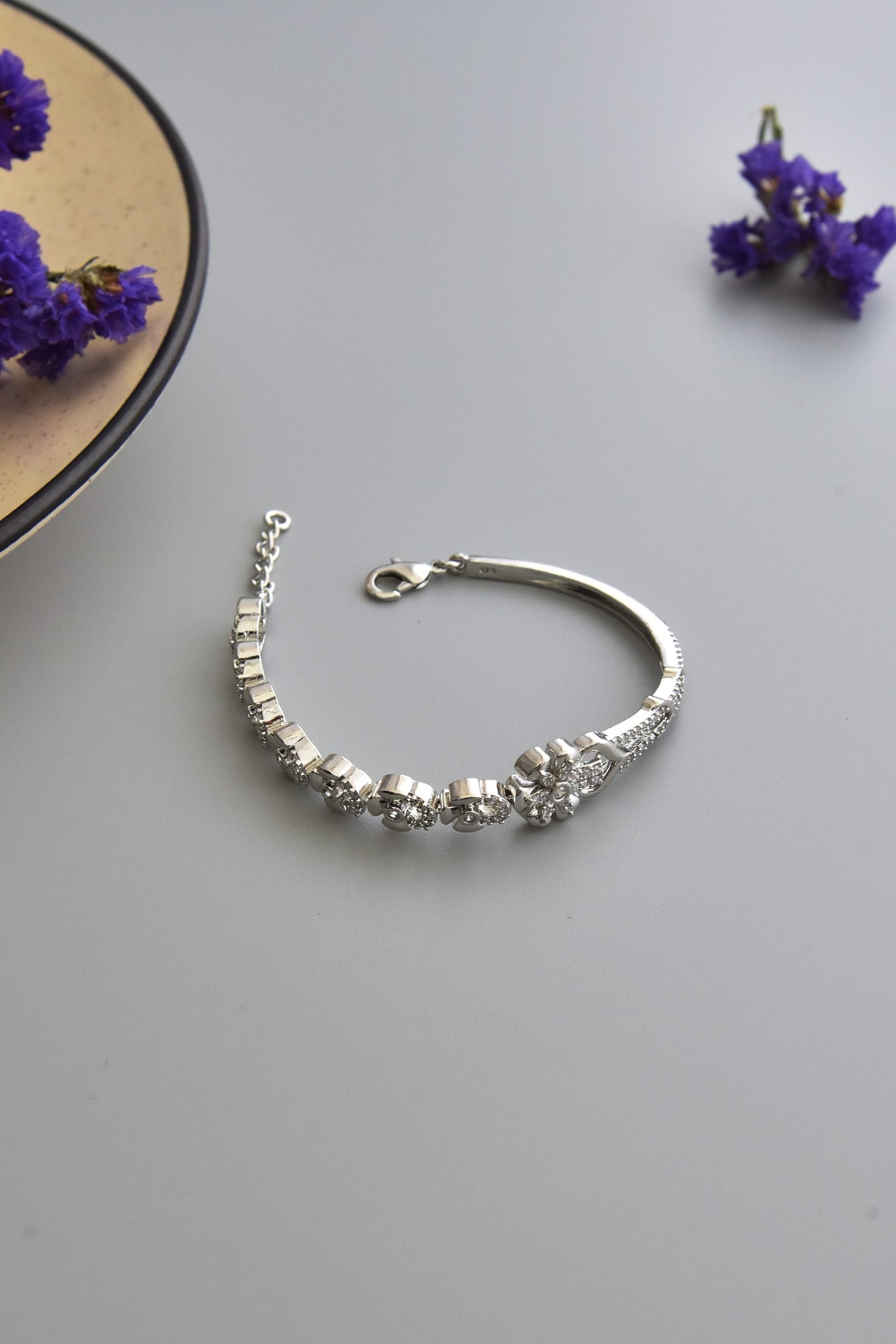 White Silver Tone Tennis Bracelet