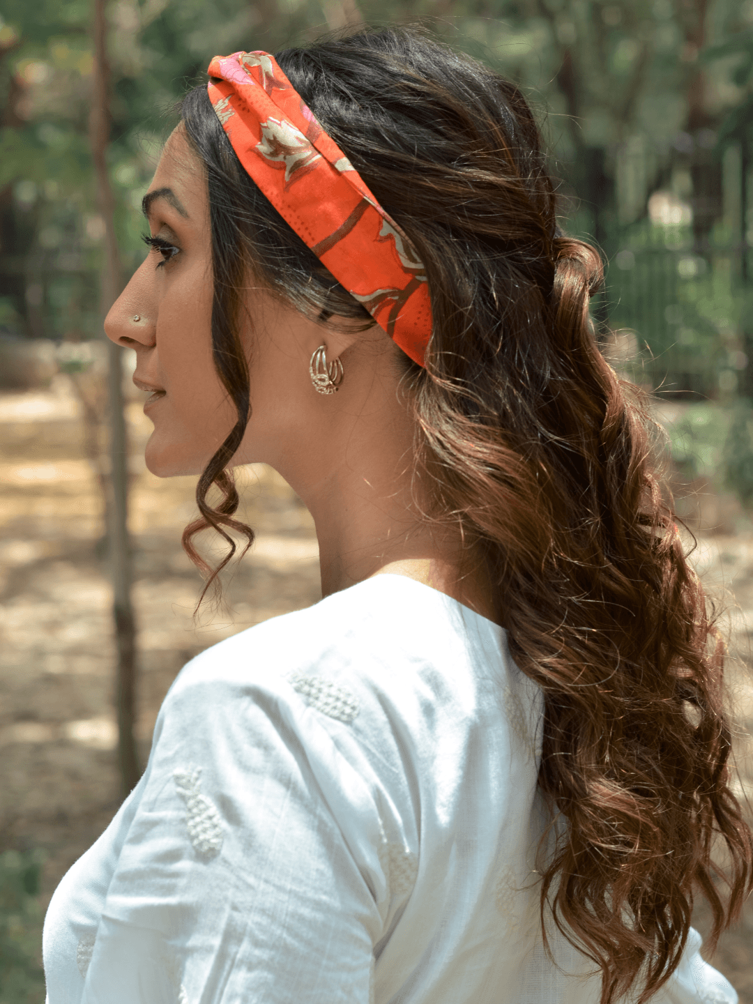 Orange Hand Block Print Bandana - trueBrowns