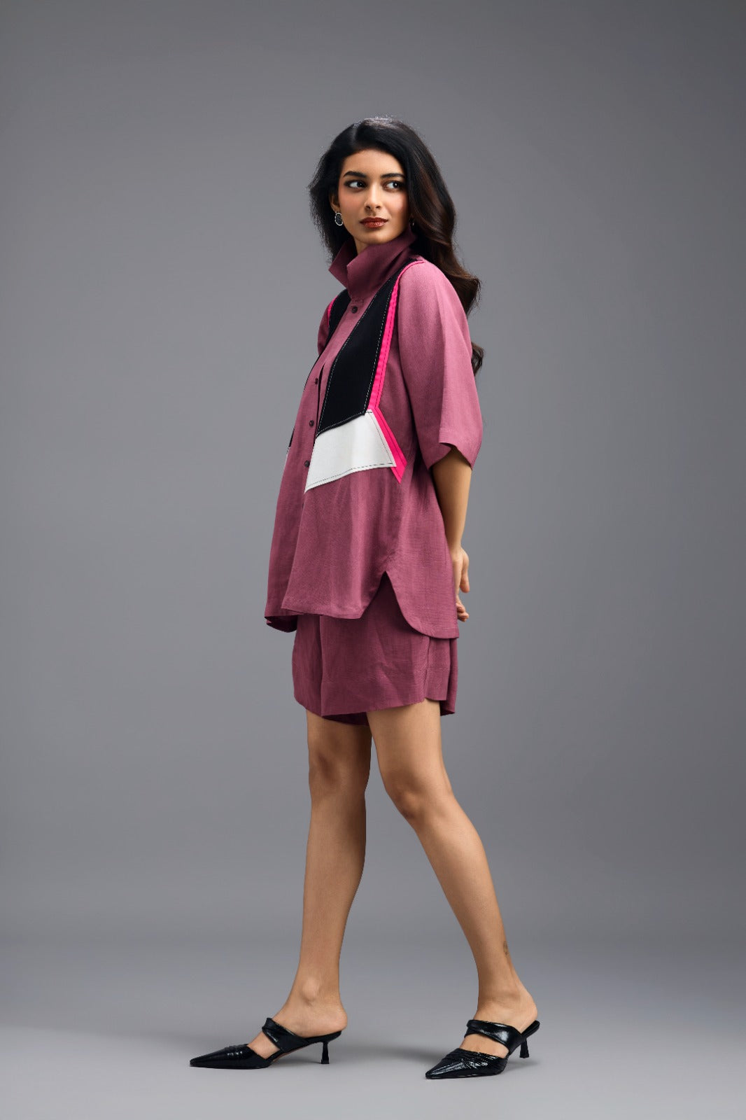 PINK LINEN TAILORED SHORTS