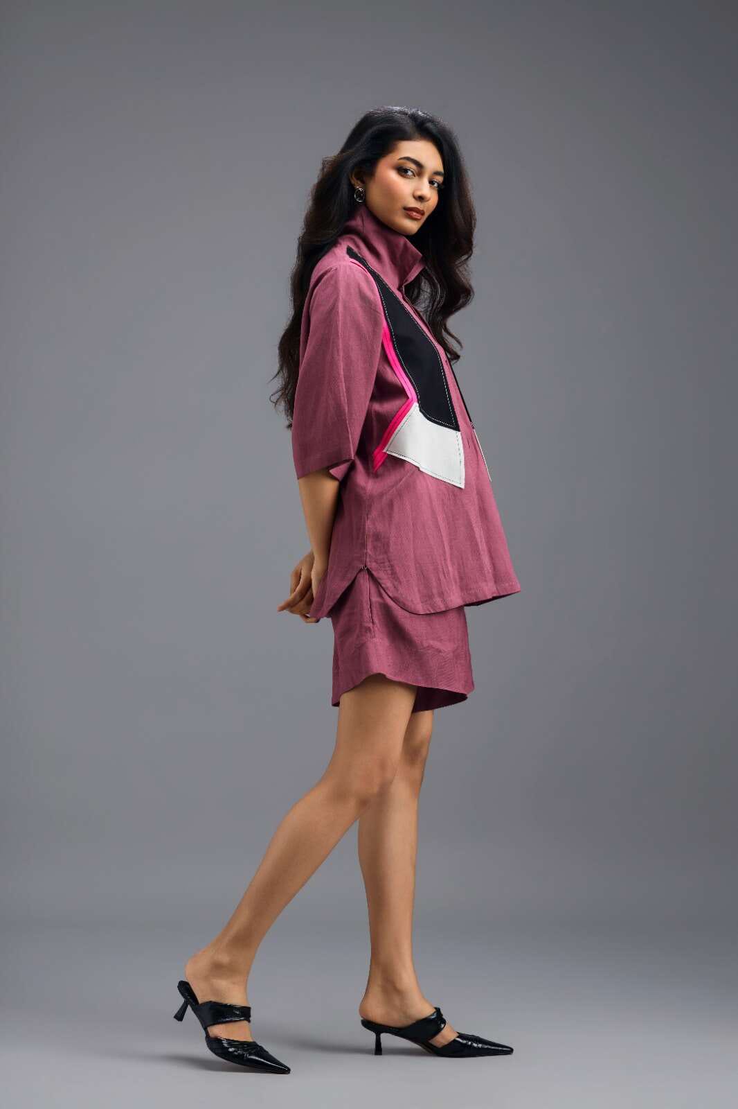 PINK LINEN TAILORED SHORTS