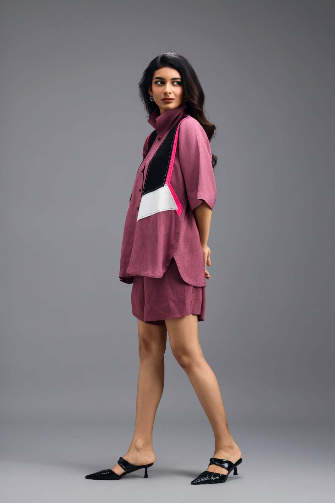 PINK LINEN TAILORED SHORTS