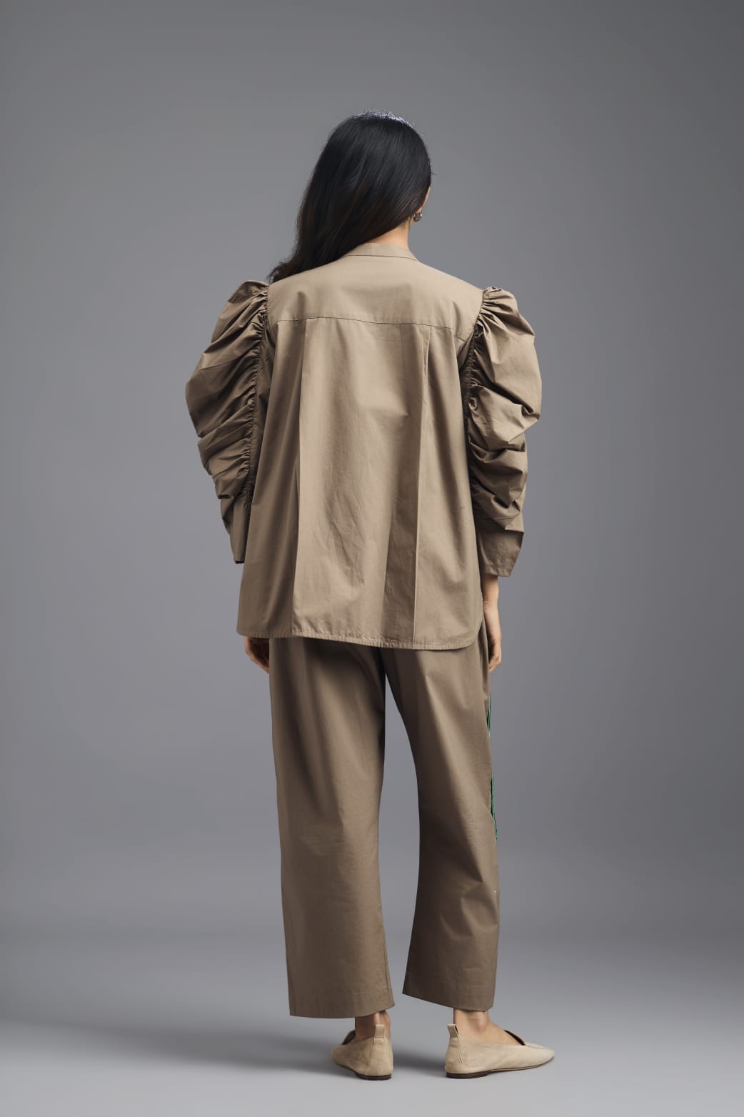 MUD TAILORED PANTS WITH NEON GEOMETRIC POCKET PANEL DETAIL