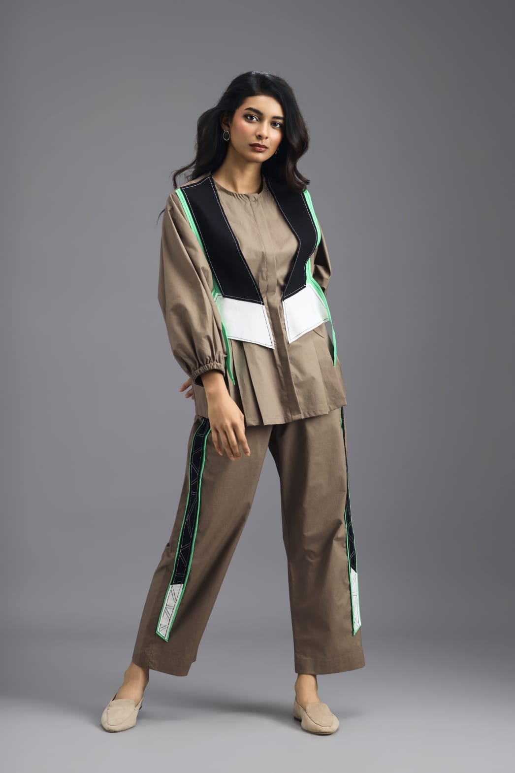 MUD COLOURBLOCK GEOMETRIC PANELLED PANTS