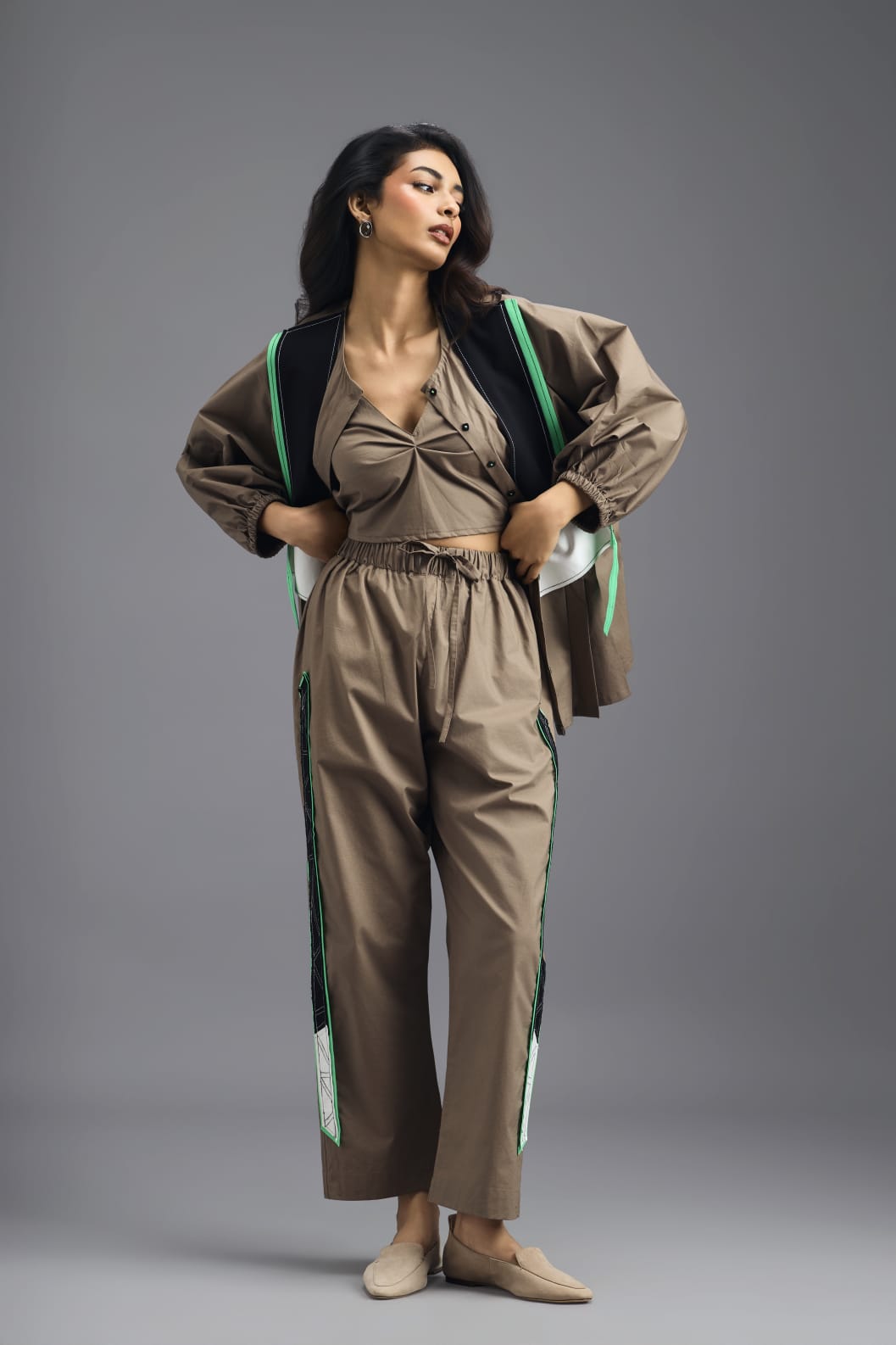 MUD COLOURBLOCK GEOMETRIC PANELLED PANTS