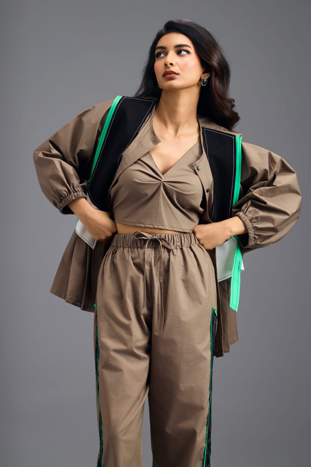 MUD COLOURBLOCK GEOMETRIC PANELLED PANTS