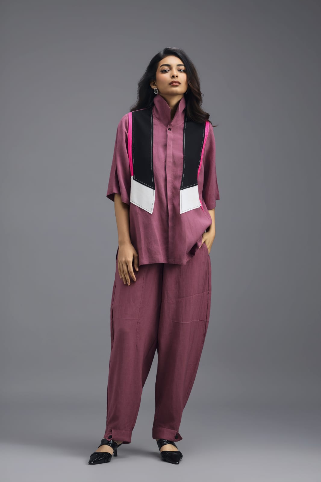 PINK TAILORED LINEN PANTS