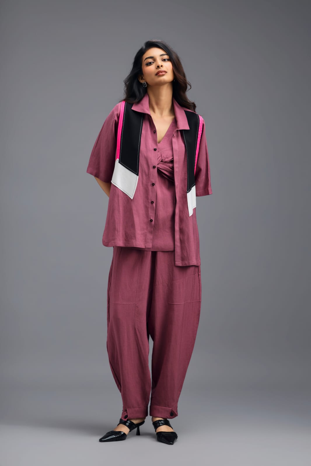 PINK TAILORED LINEN PANTS