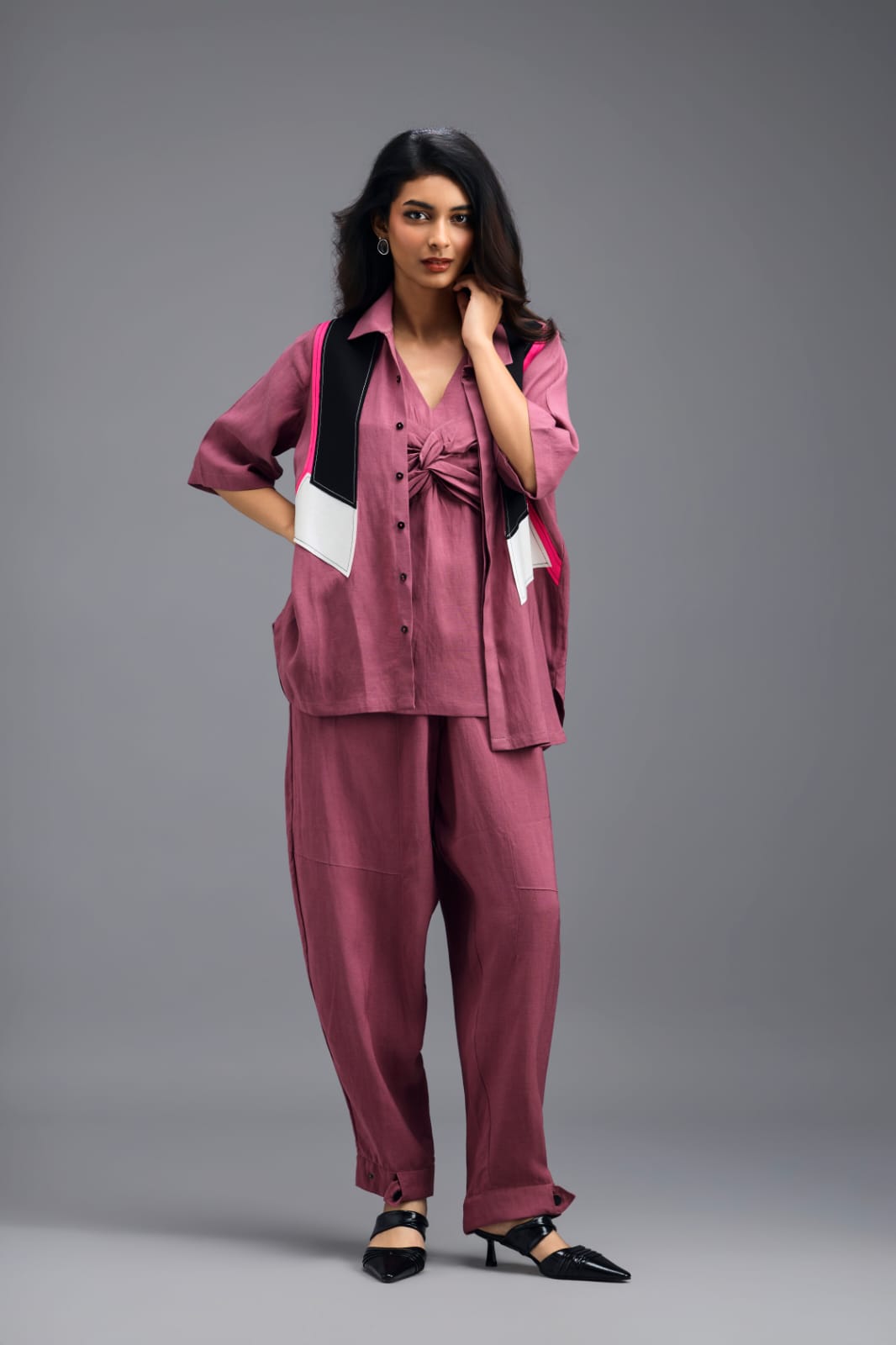 PINK TAILORED LINEN PANTS