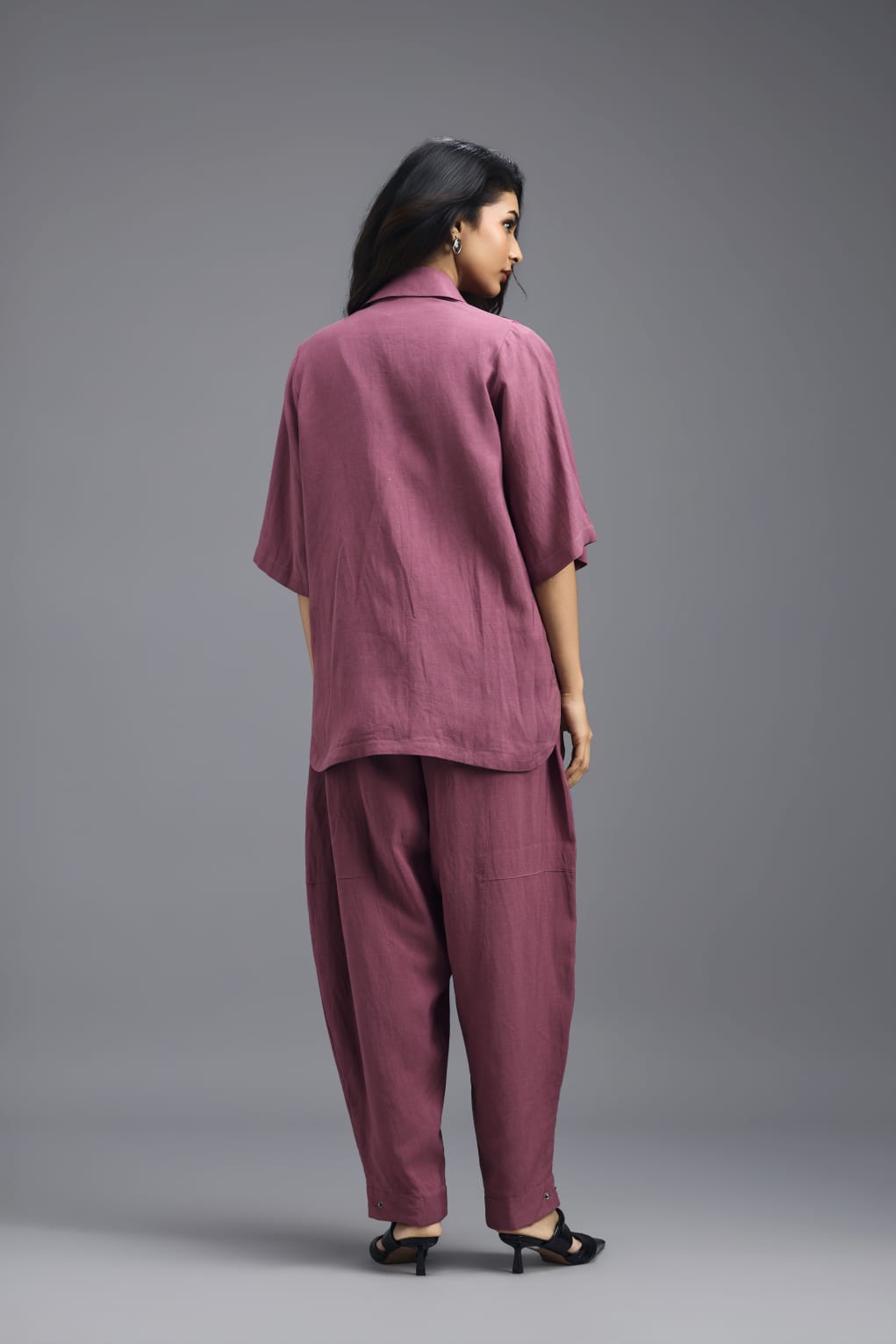 PINK TAILORED LINEN PANTS