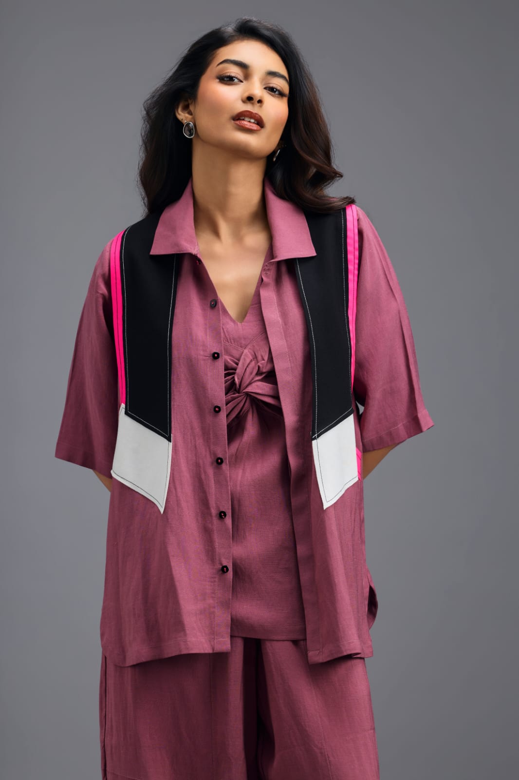 PINK TAILORED LINEN PANTS