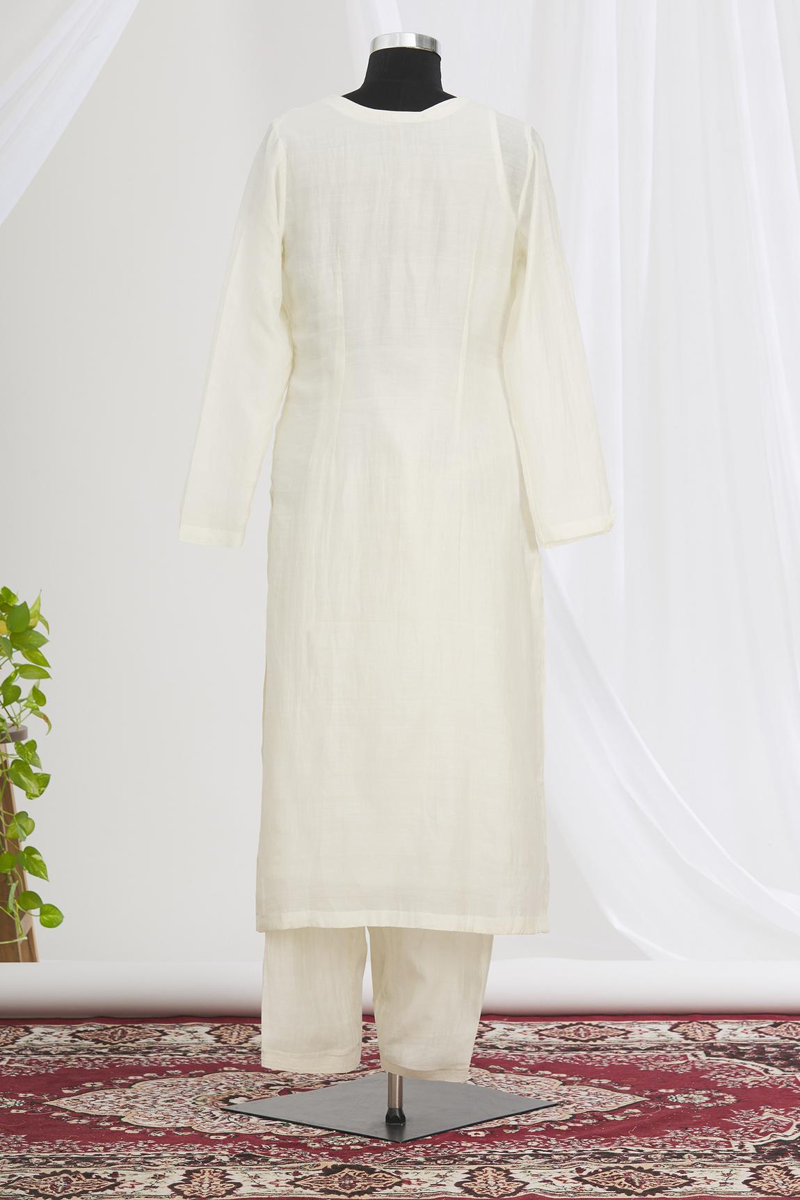 White Embroidered Kurta Set