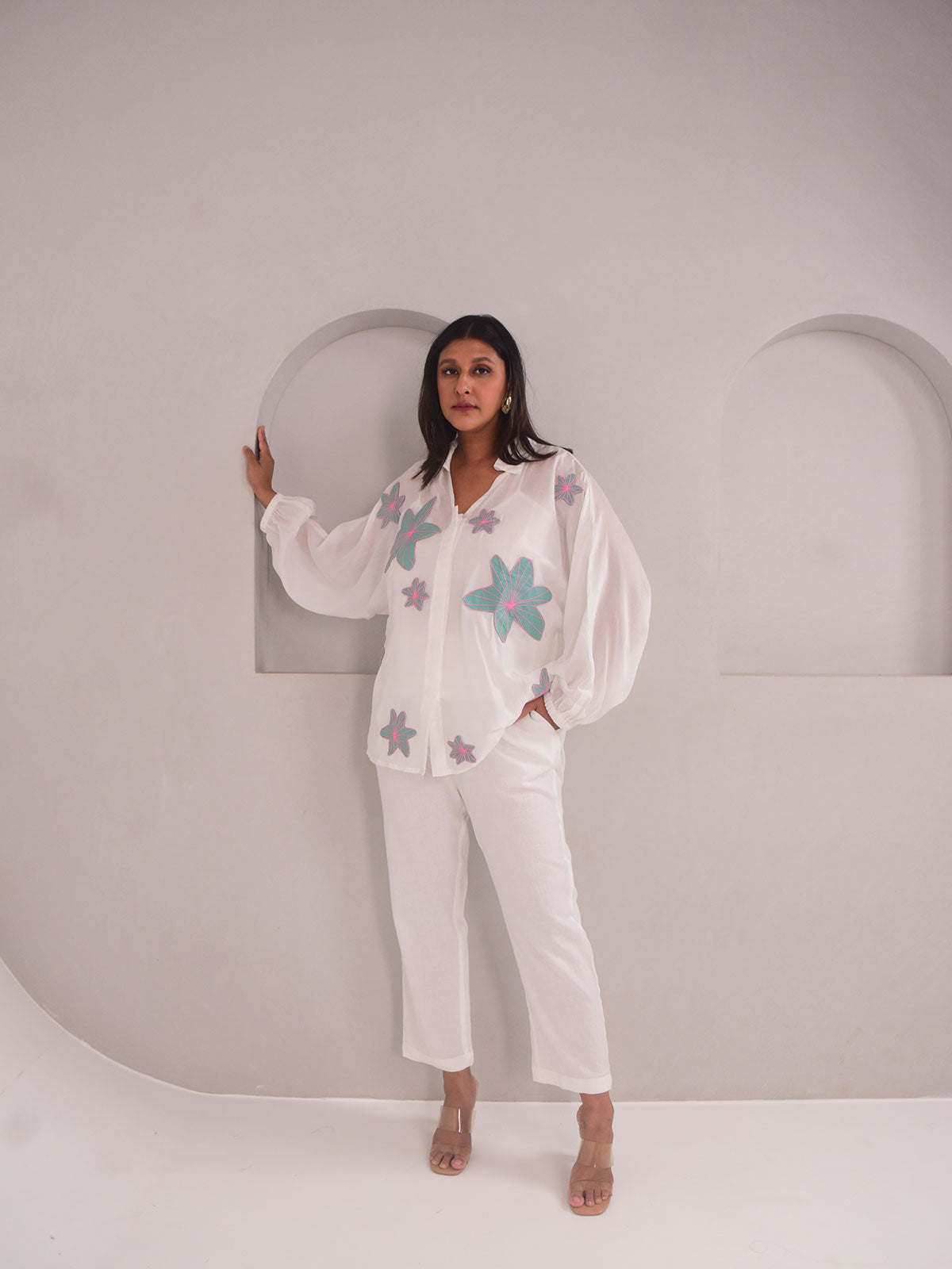 Dana Applique Modal Shirt - Blue