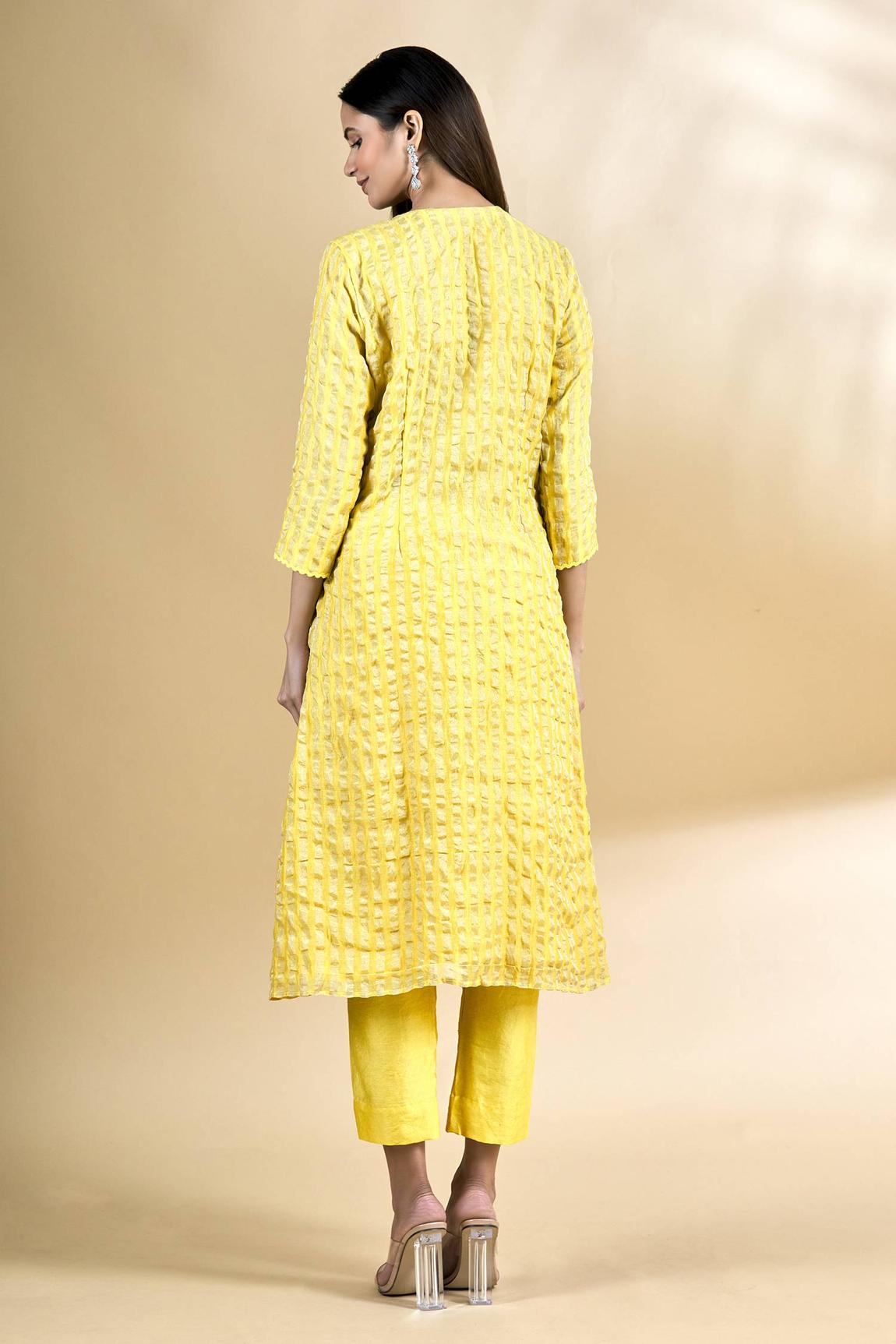 Yellow Chanderi Kurta Set