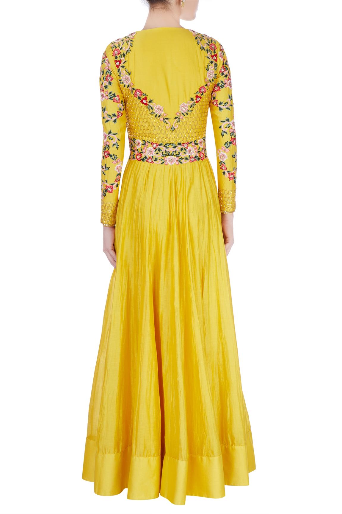 Yellow Embroidered Anarkali Set