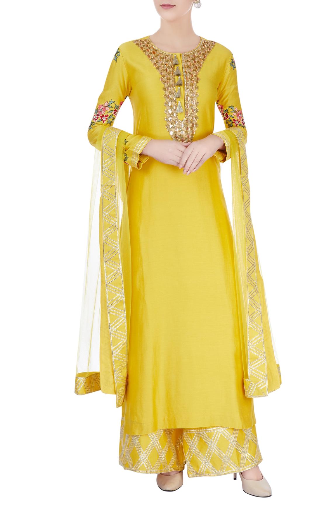 Yellow Embroidered Kurta Set