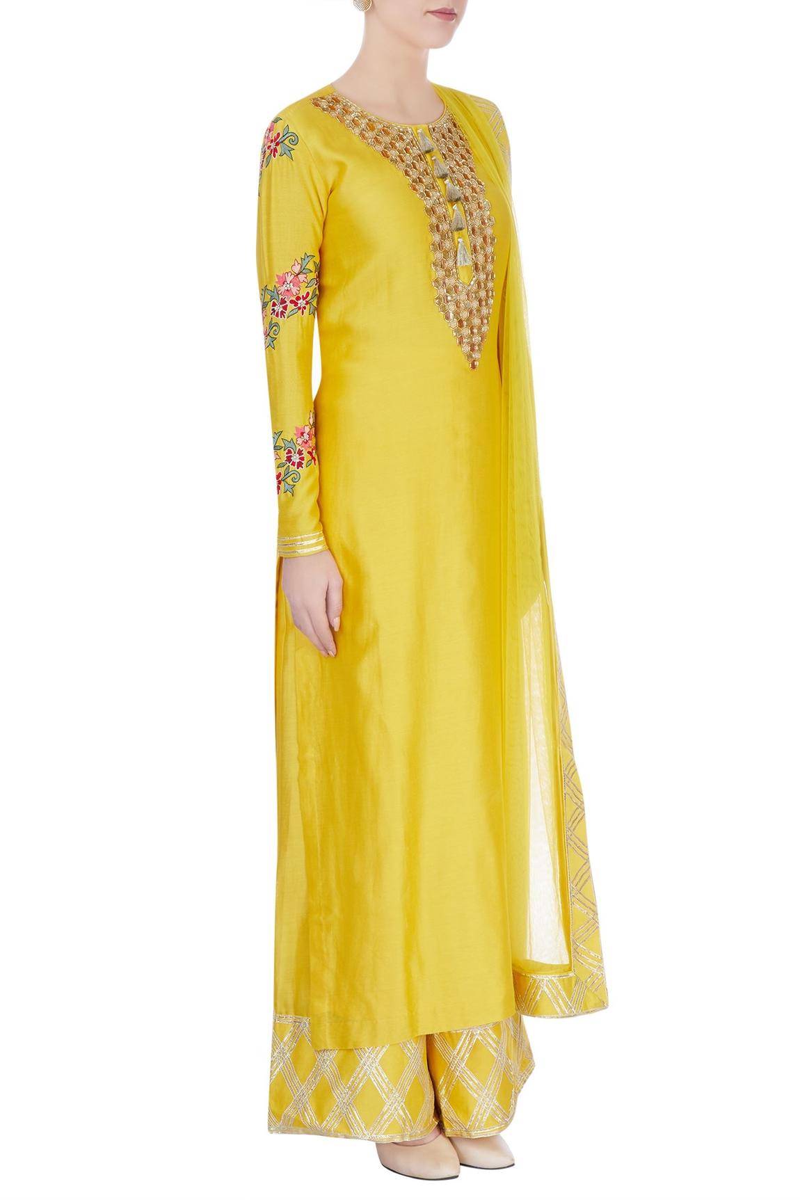 Yellow Embroidered Kurta Set