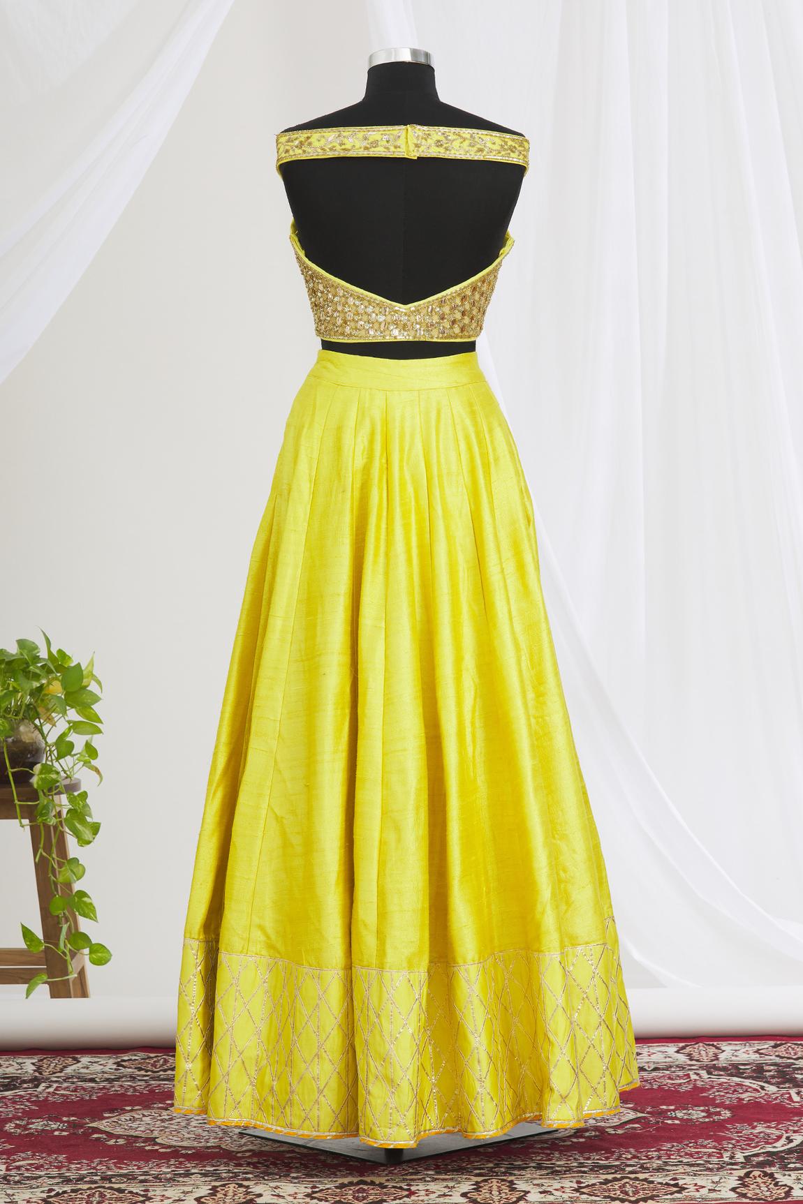 Yellow Embroidered Lehenga Set