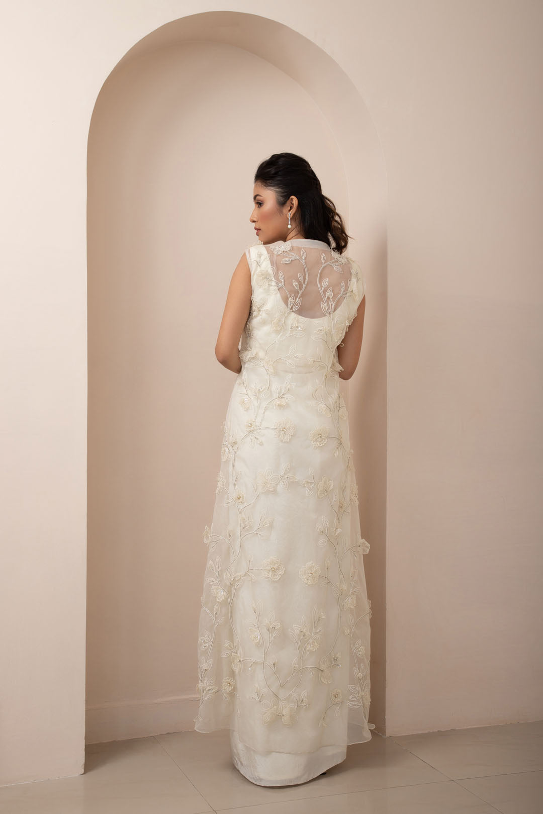 Ivory Wildflower Jacket and Drape Skirt Set