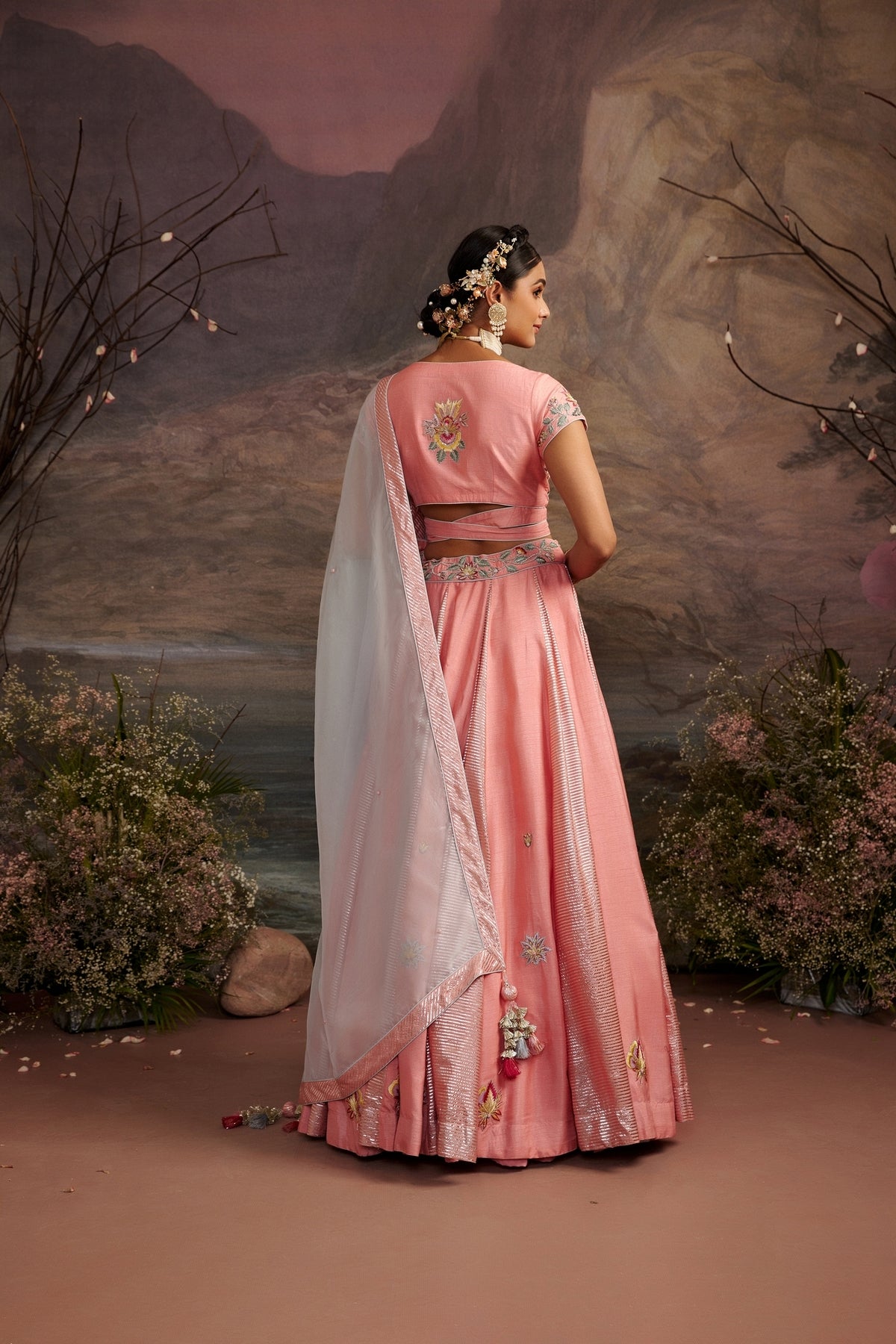 Rose Pink Embroidered Lehenga Set - Saundarya Wedding Wear