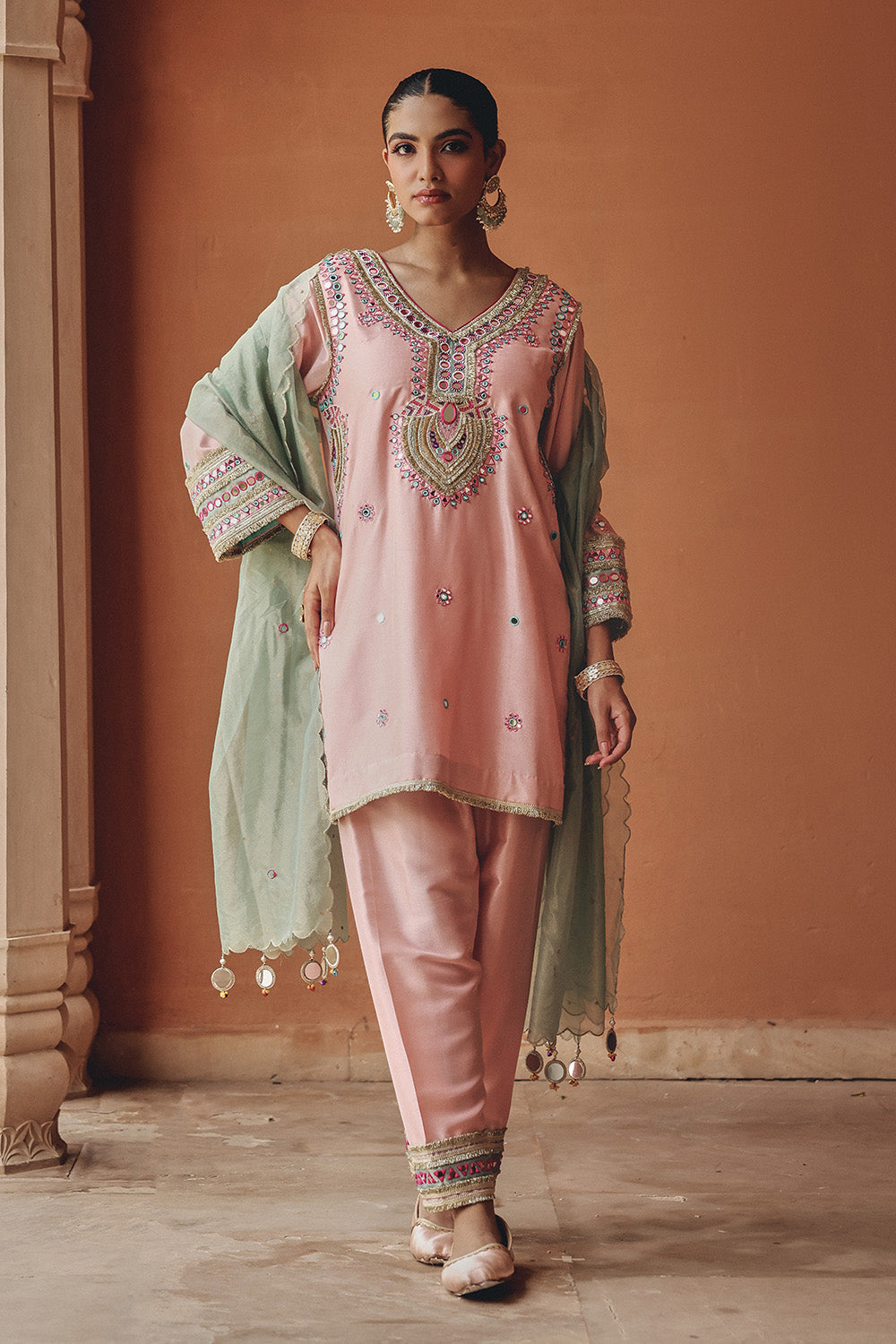 Blush Pink Sahar Salwar Set - Silk Blend Festive Kurta Set