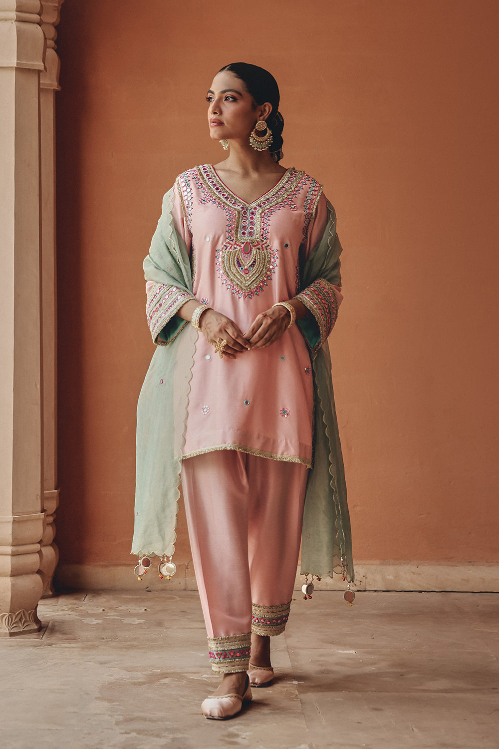Blush Pink Sahar Salwar Set - Silk Blend Festive Kurta Set
