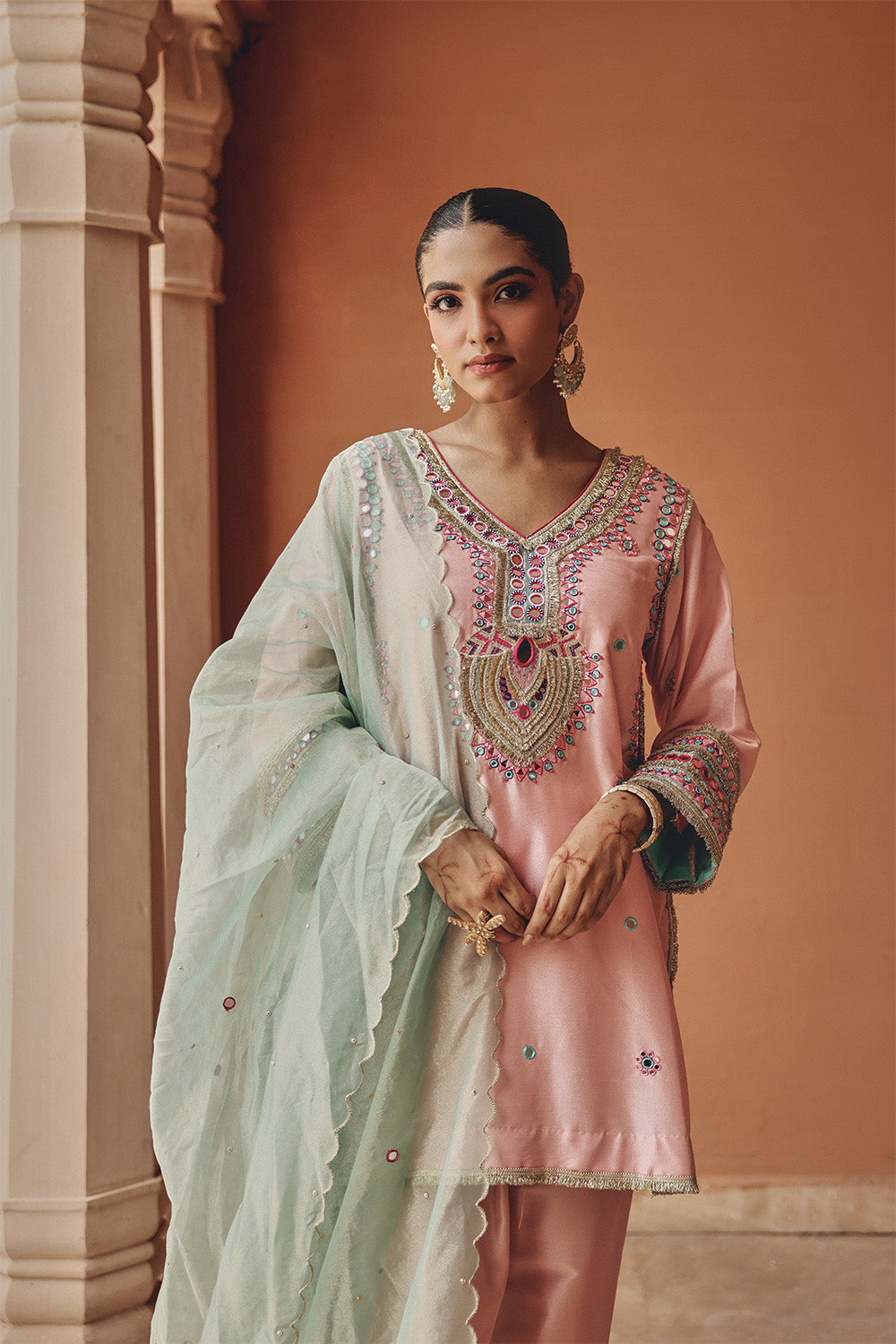 Blush Pink Sahar Salwar Set - Silk Blend Festive Kurta Set