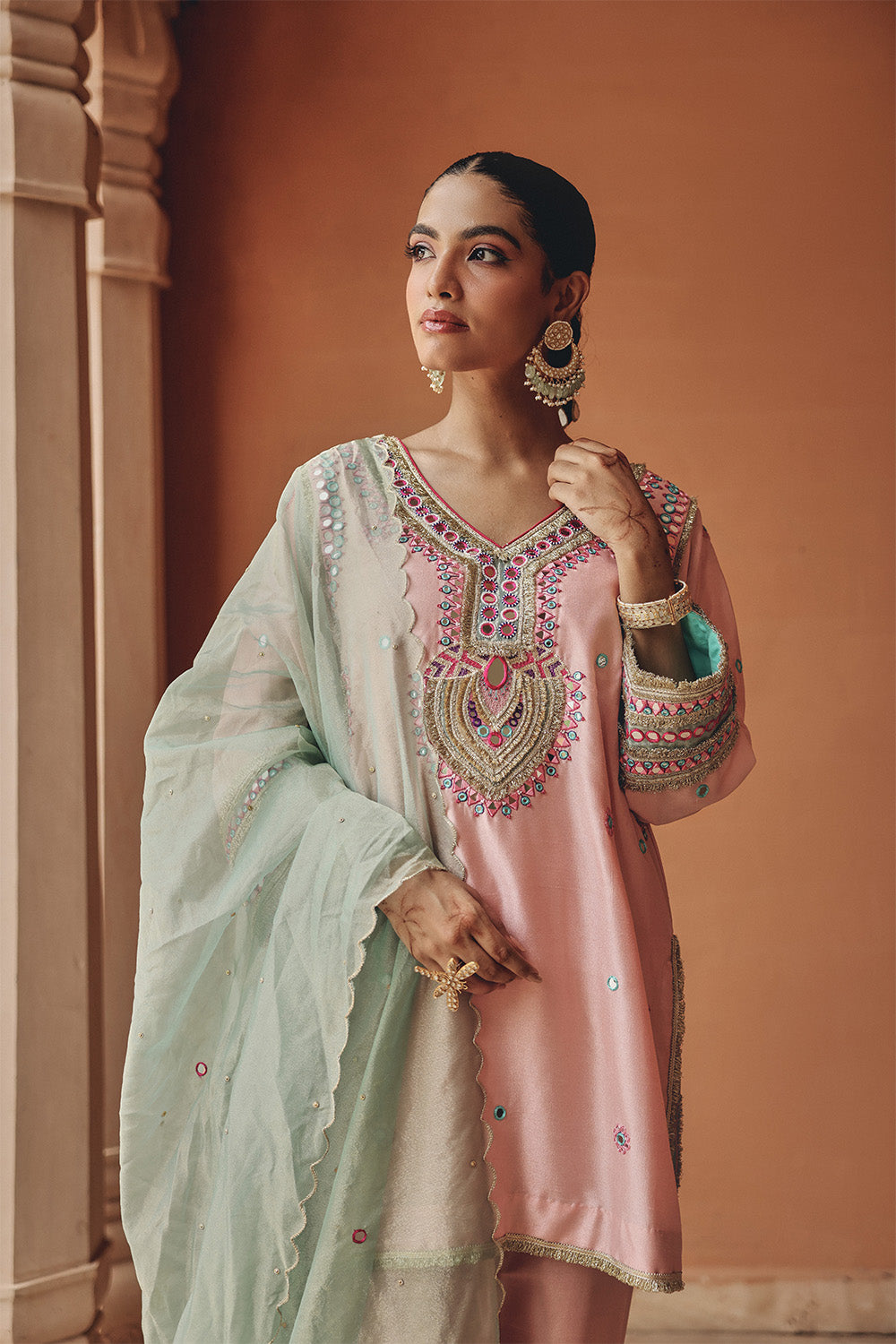Blush Pink Sahar Salwar Set - Silk Blend Festive Kurta Set