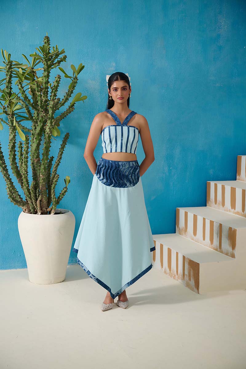 DAVIS DENIM GINGHAM SKIRT COORD SET