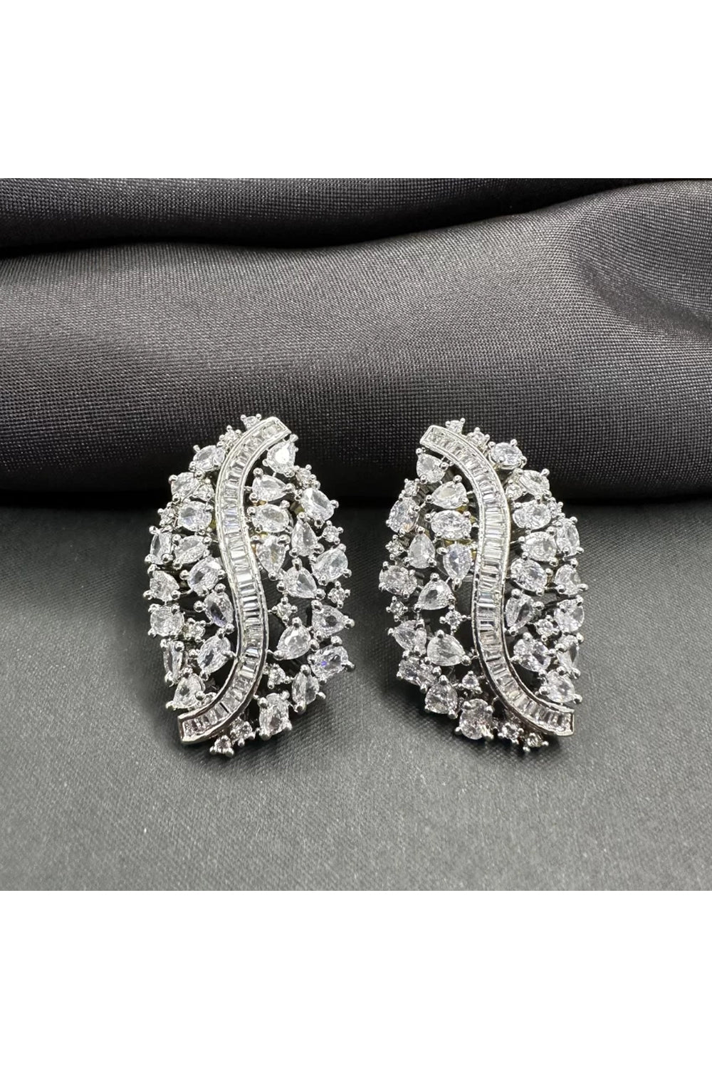 American Diamond Leafy Stud Earrings - Auraya Fashion - Putstyle - #tag1# - #tag2# - #tag3# - #tag3#