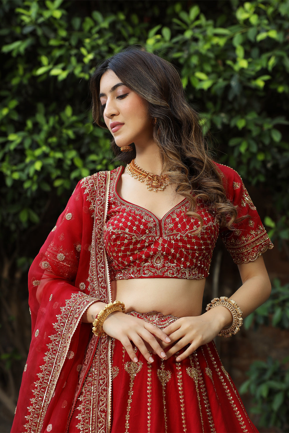 Maroon Bridal Lehenga Set - Auraya Fashion 