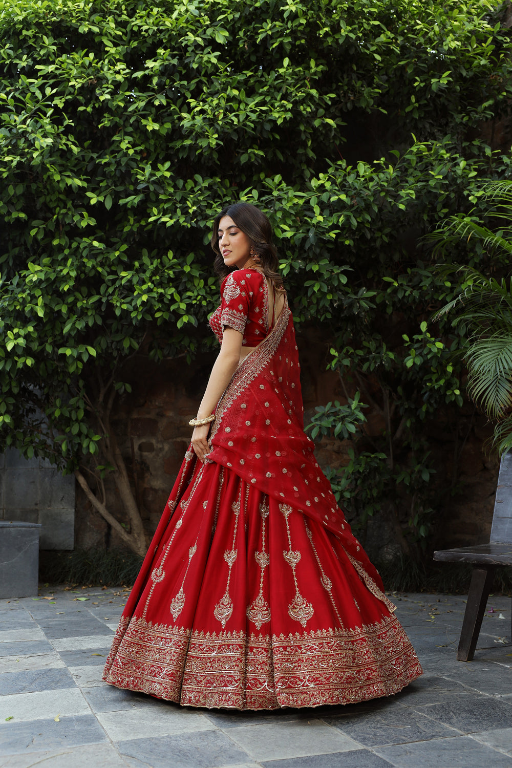 Maroon Bridal Lehenga Set - Auraya Fashion 