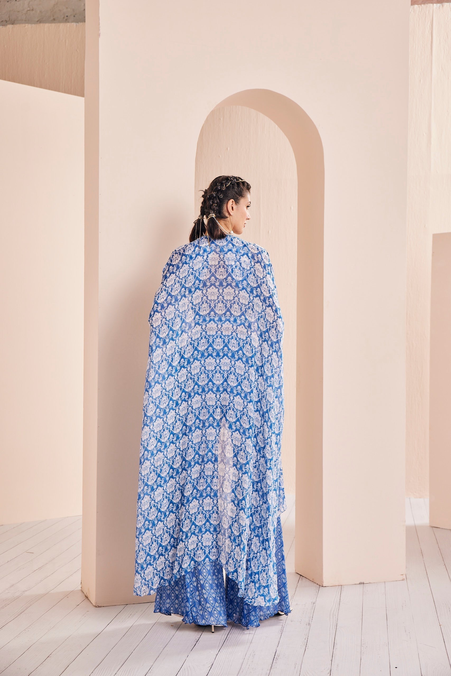 Blue Printed Sharara Set