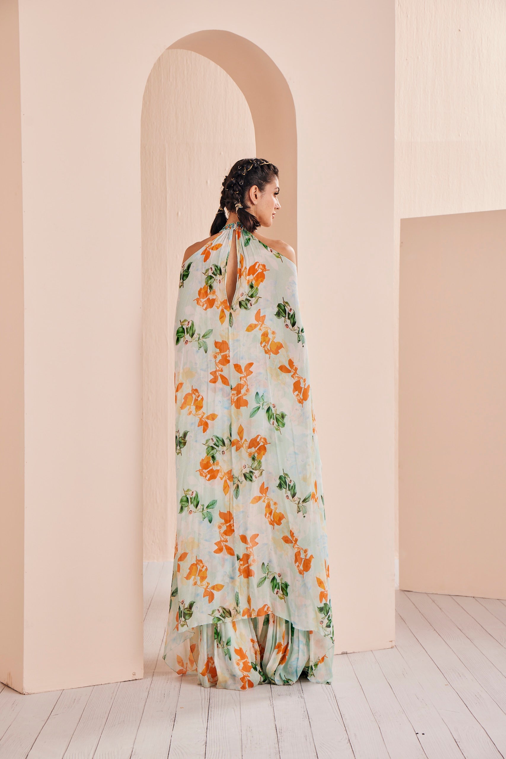 Sage Printed Halter Neck Jumpsuit