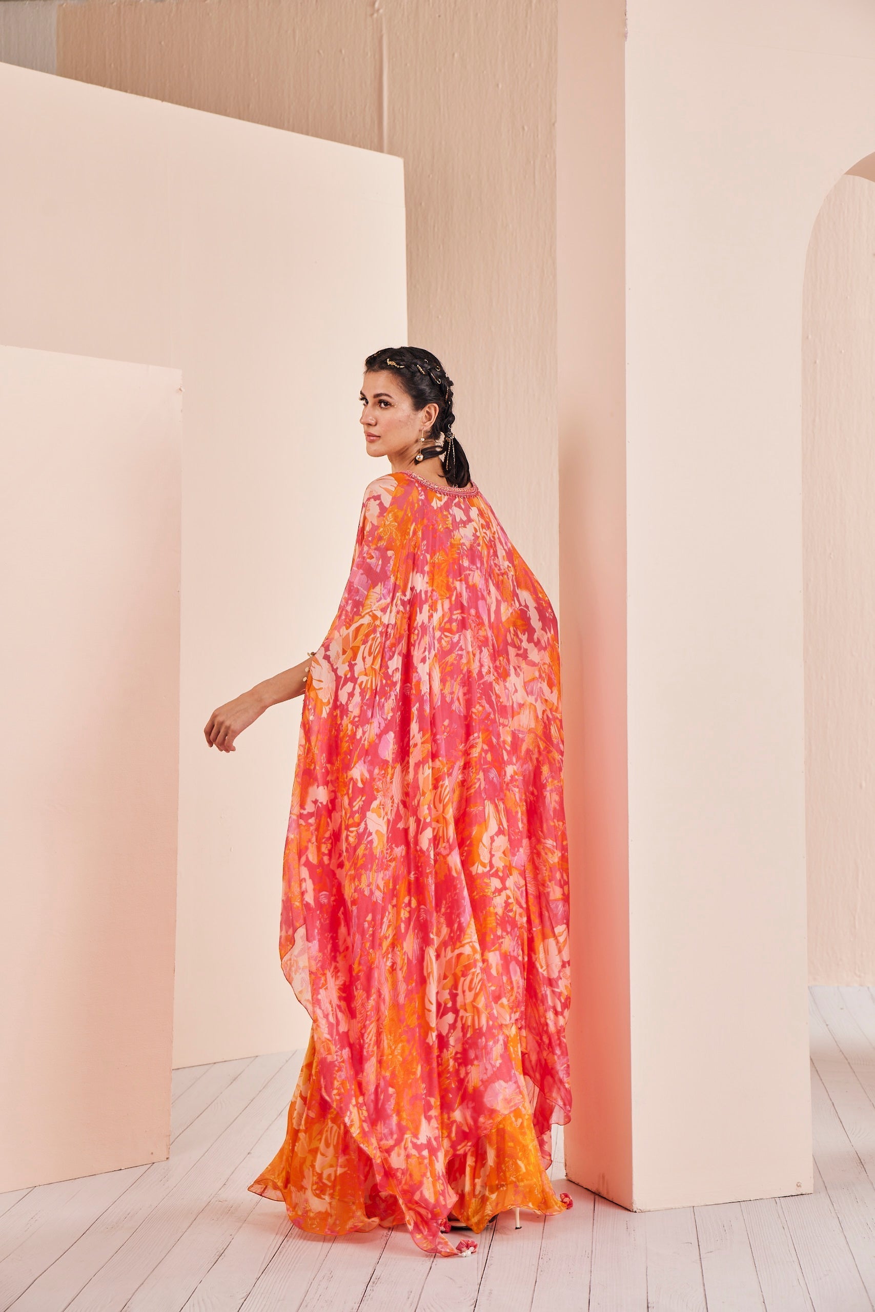 Pink Chiffon Sharara Set