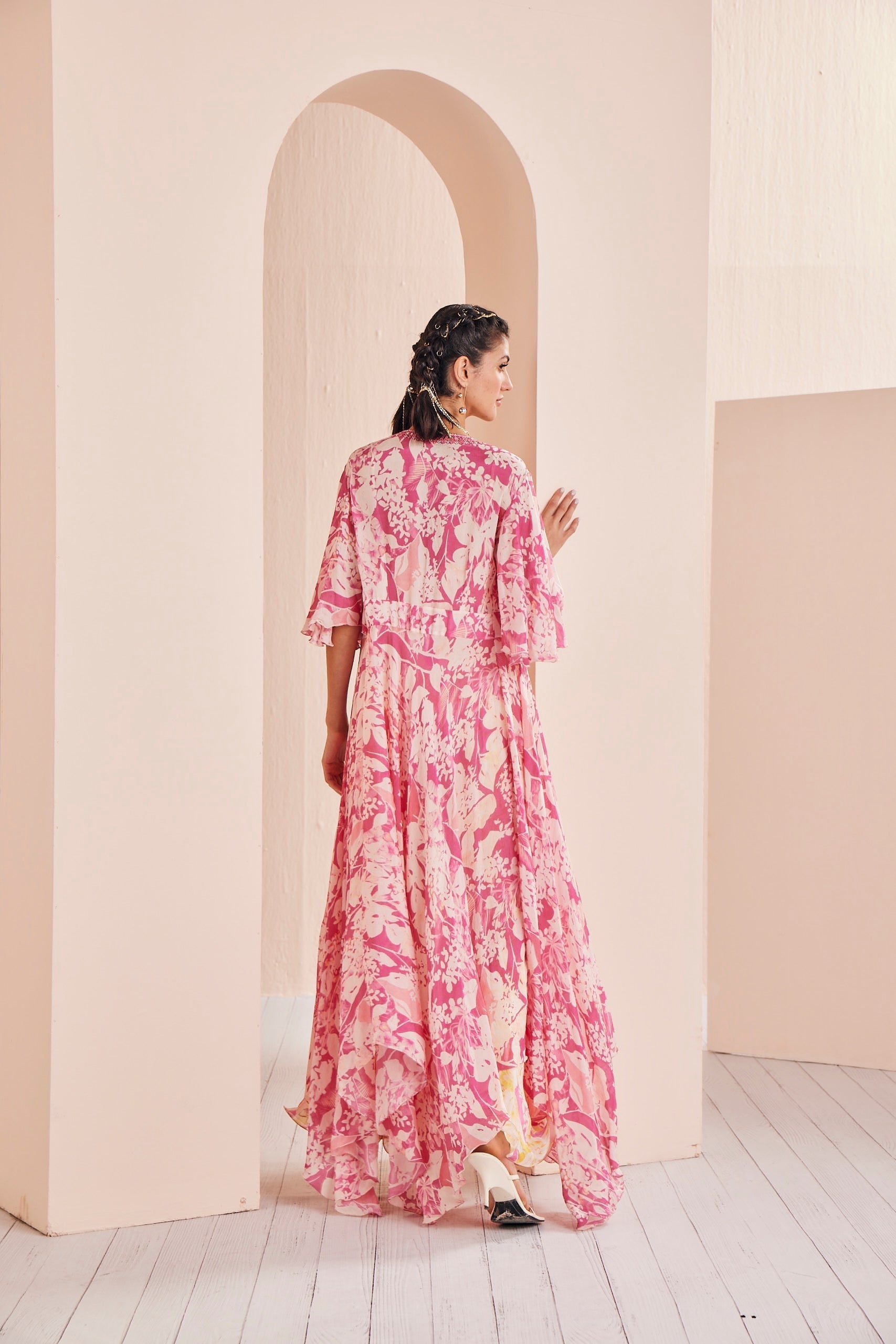 Pink Sweet Pea Printed Sharara Set
