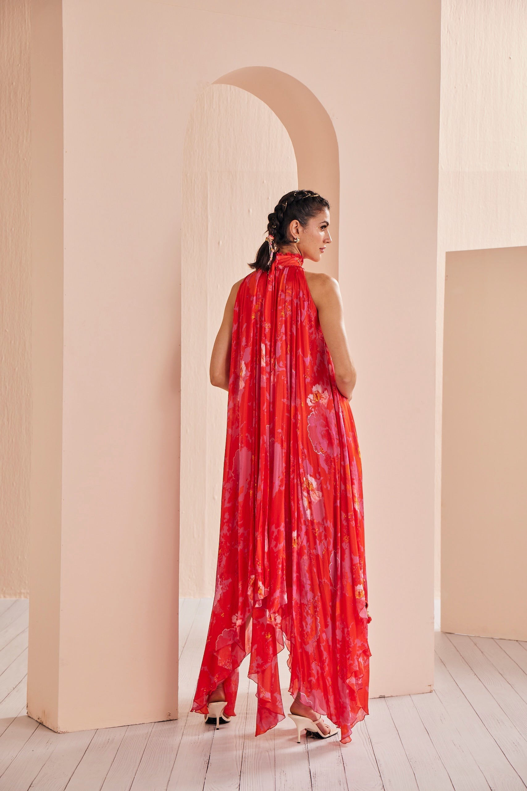 Printed Chiffon High-low Dress